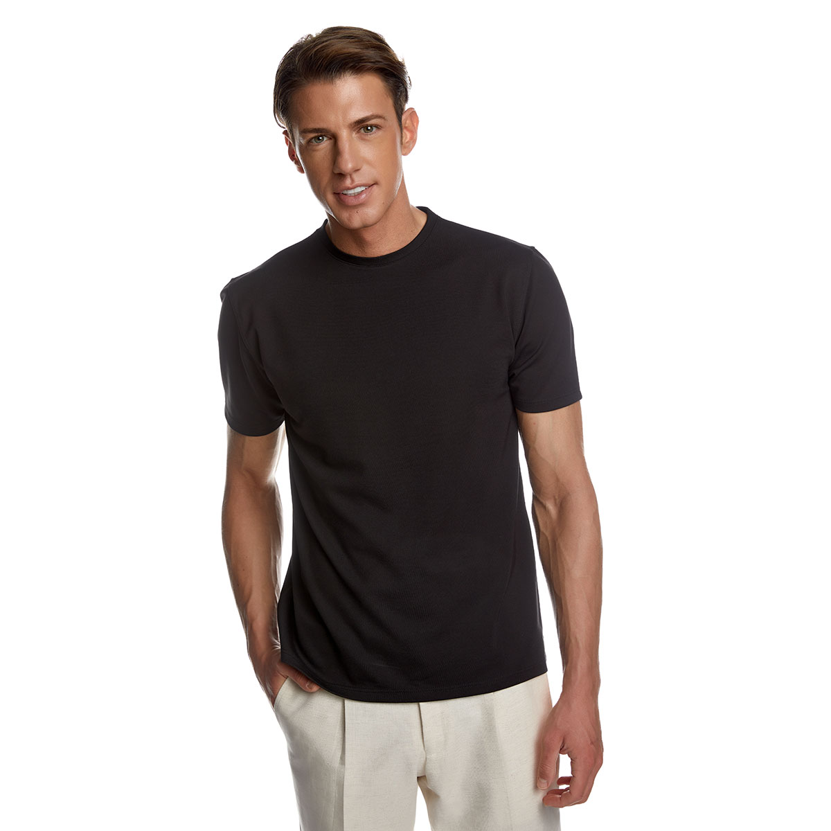 Guy Laroche Ανδρικό Βαμβακερό Κοντομάνικο T-Shirt σε Μαύρο Χρώμα