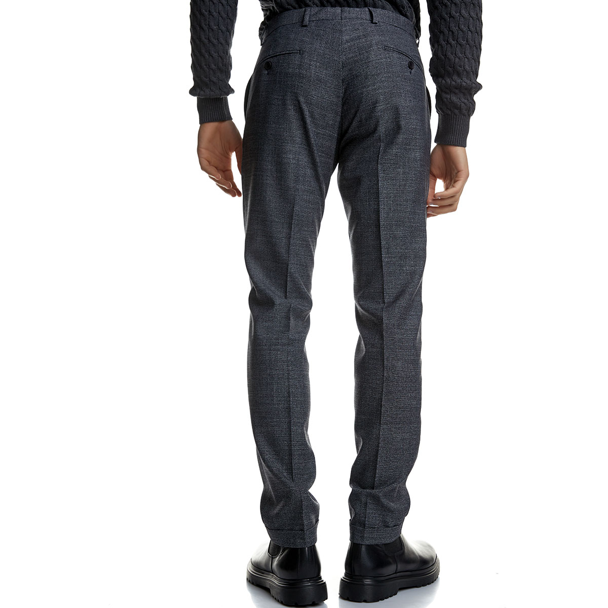 Ανδρικό Παντελόνι με μία Πιέτα 084R σε Σκούρο Γκρι Χρώμα με Μικροσχέδιο Bizzaro - Image 5