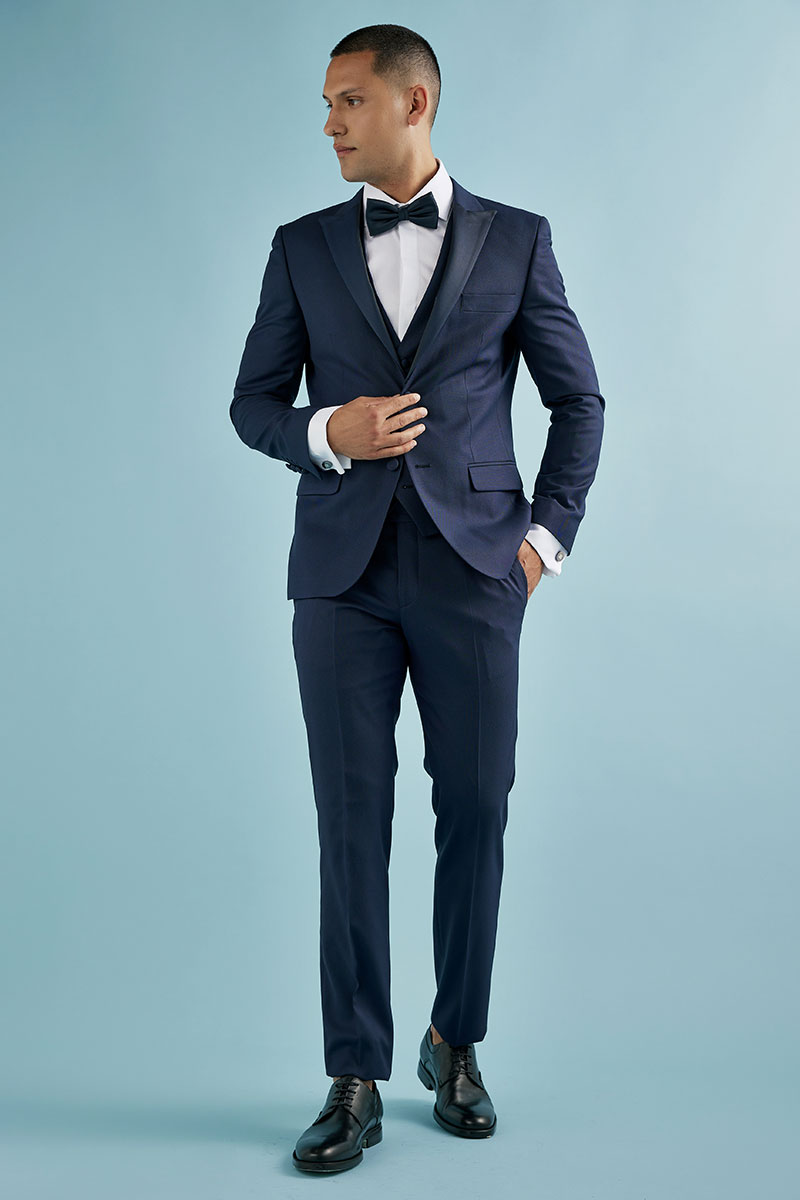 Κοστούμι  Γάμου 856-081 Slim Fit σε Μπλέ Χρώμα Bizzaro