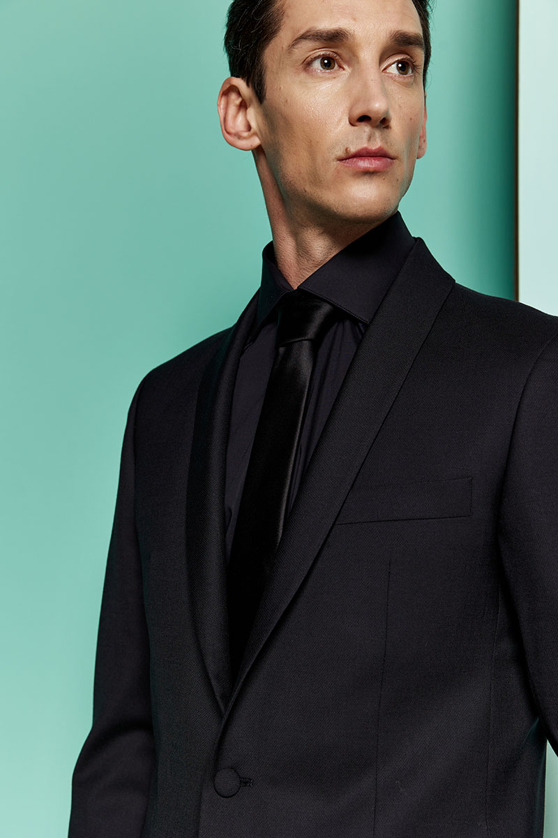 Ολόμαλλο Κοστούμι Γάμου Σμόκιν 859-081 σε Μαύρο Χρώμα και Slim Fit Εφαρμογή Bizzaro - Image 6