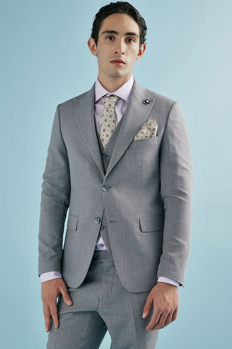 Ανδρικό Κοστούμι 20121G Slim Fit σε Γκρι Χρώμα Guy Laroche - Image 5
