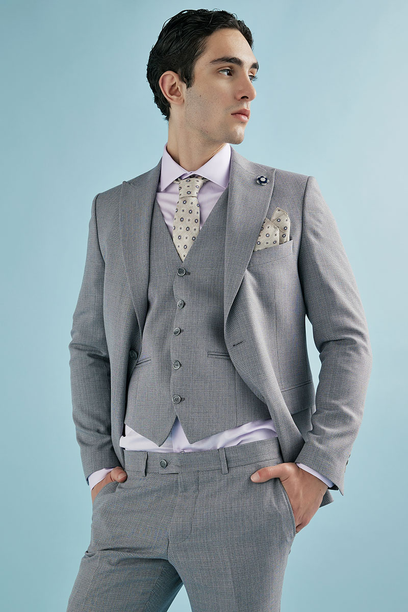 Ανδρικό Κοστούμι 20121G Slim Fit σε Γκρι Χρώμα Guy Laroche - Image 6