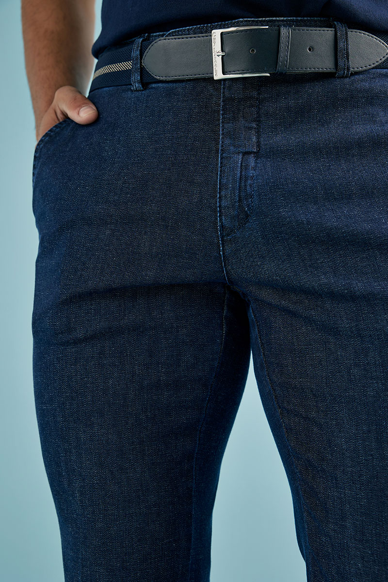 Ανδρικό Βαμβακερό Τζιν Παντελόνι Τσίνο σε Σκούρο Μπλε Χρώμα, Elegance Fit Guy Laroche - Image 3