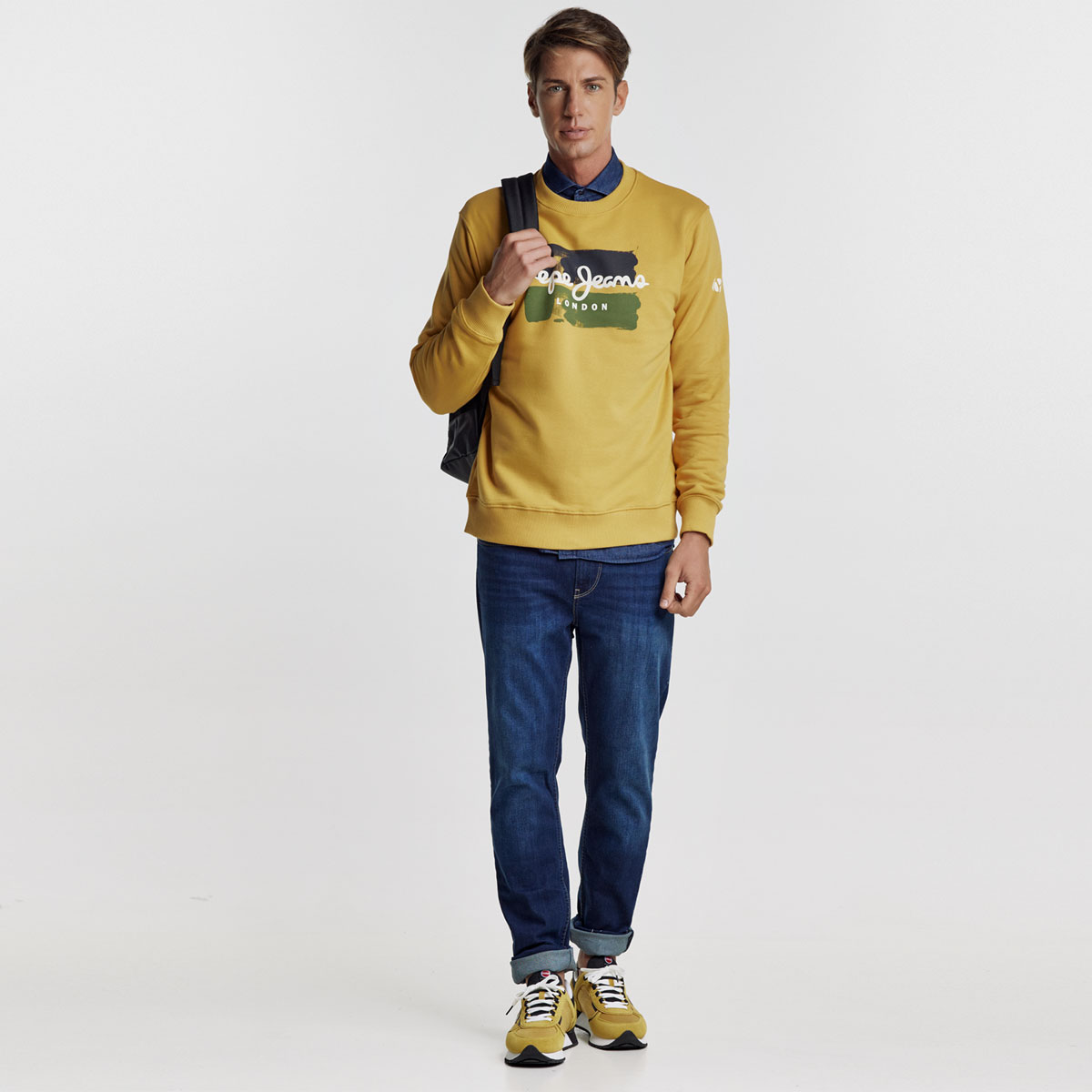 PEPE JEANS Ανδρική Μακρυμάνικη Φούτερ Μπλούζα 'PRESTYN' σε Ochre Yellow Χρώμα - Image 9