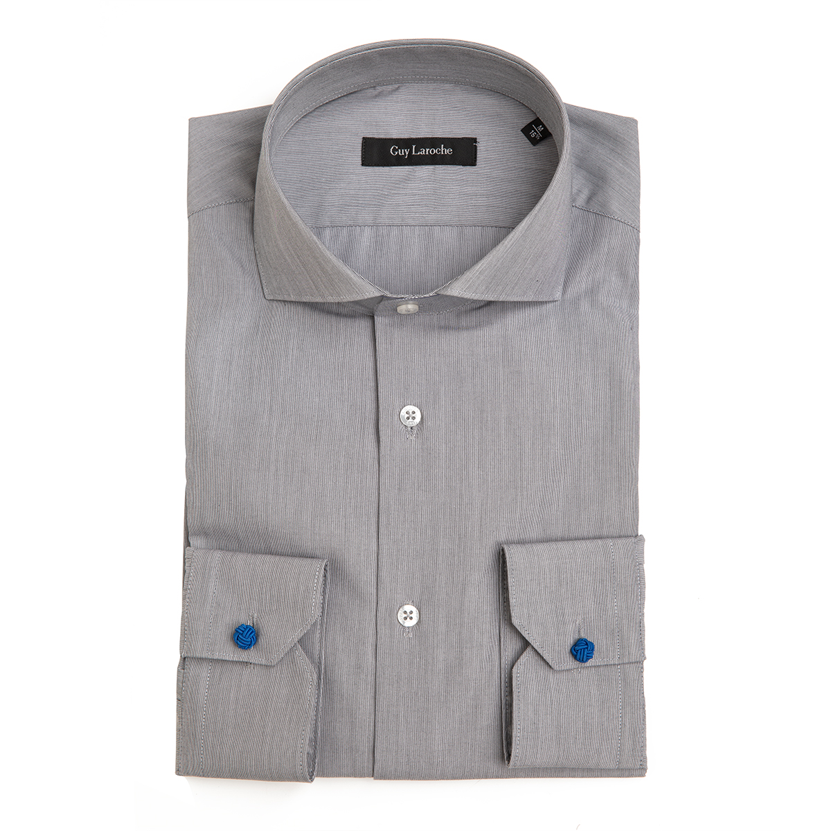 Βαμβακερό Πουκάμισο με Rex Γιακά και Αποσπώμενες Μπανέλες  σε Γκρι Χρώμα και Regular Fit Guy Laroche GL2018540_CL_4