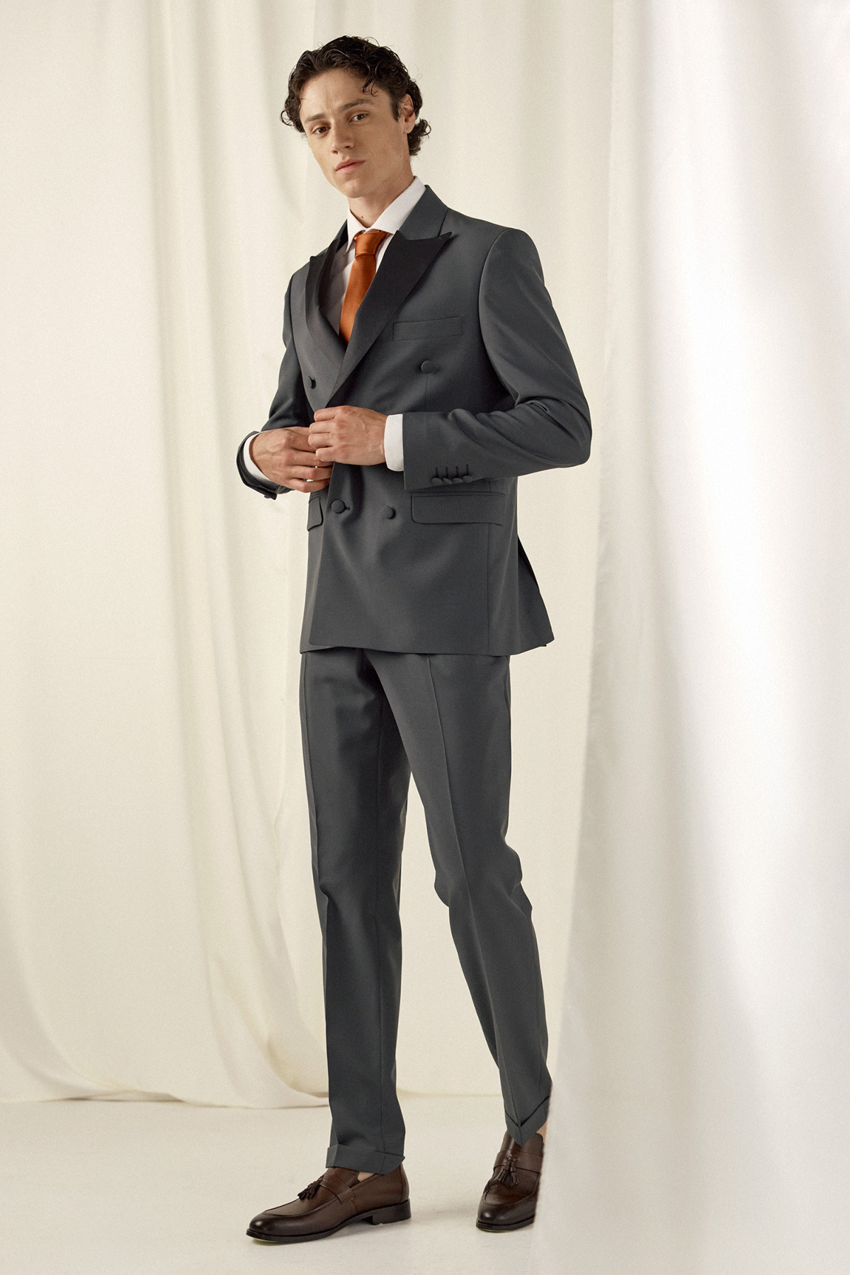 Alternative view of Κοστούμι Σταυρωτό 957-081 σε Χακί Χρώμα και Slim Fit Εφαρμογή Bizzaro