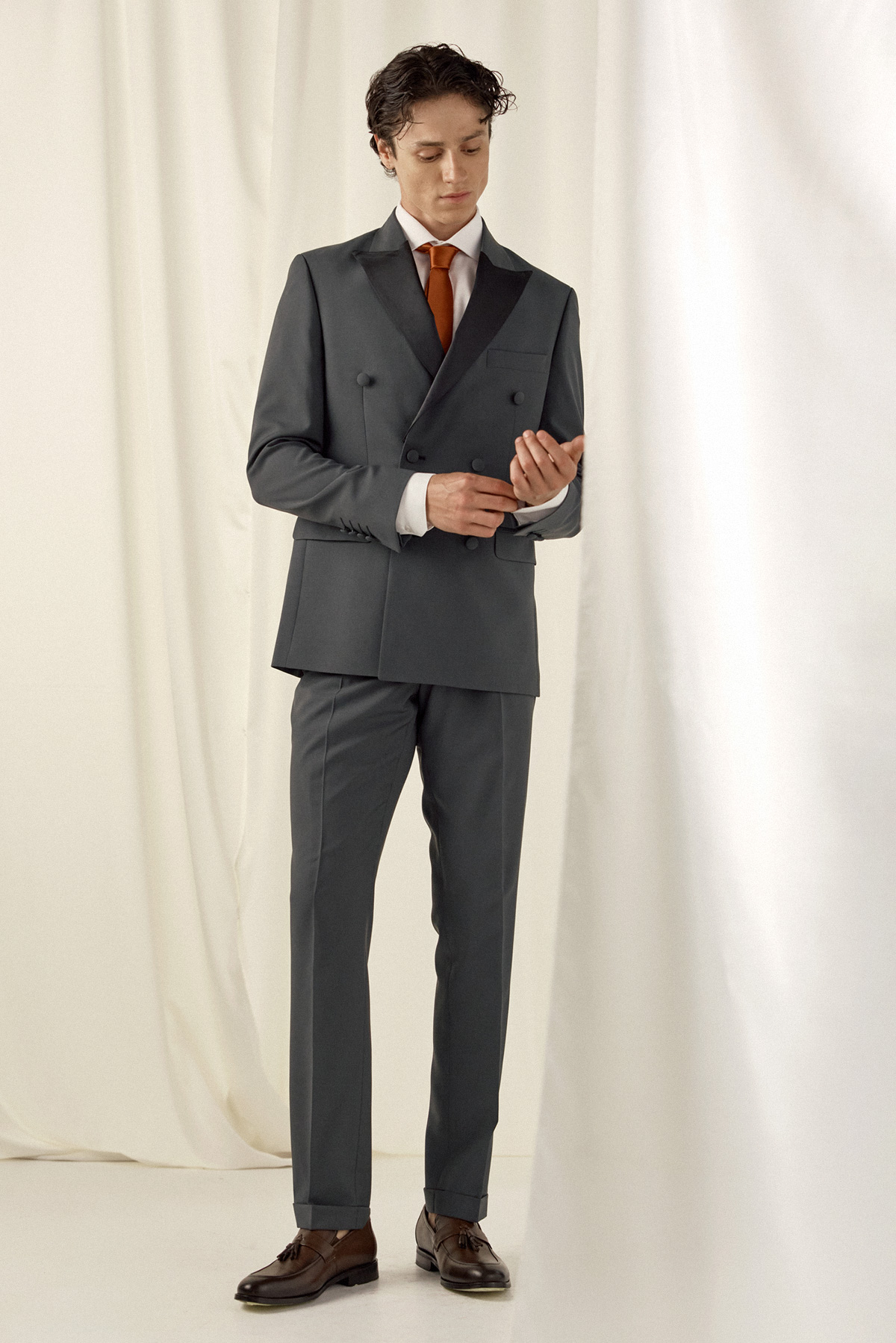 Κοστούμι Σταυρωτό 957-081 σε Χακί Χρώμα και Slim Fit Εφαρμογή Bizzaro