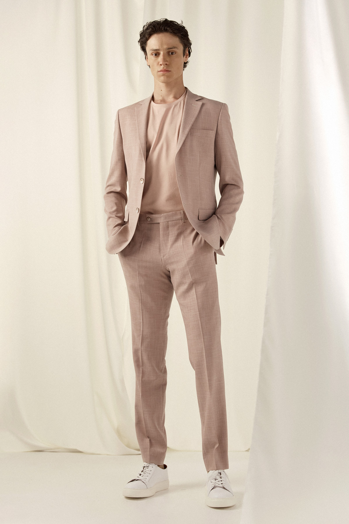 Ανδρικό Κοστούμι 855-081 Slim Fit σε Ροζ Χρώμα Bizzaro