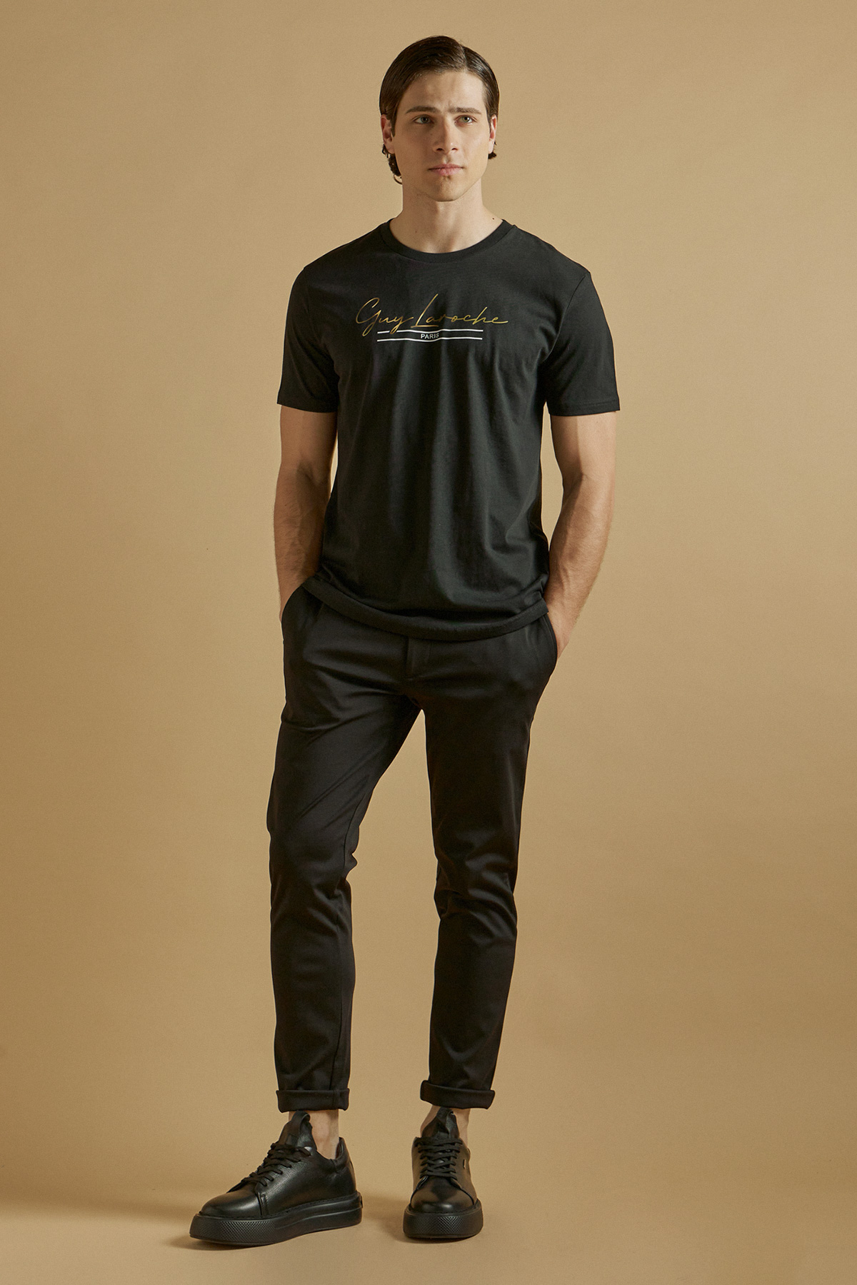 Guy Laroche Βαμβακερή Κοντομάνικη Μπλούζα T-Shirt σε Black Χρώμα - Image 6