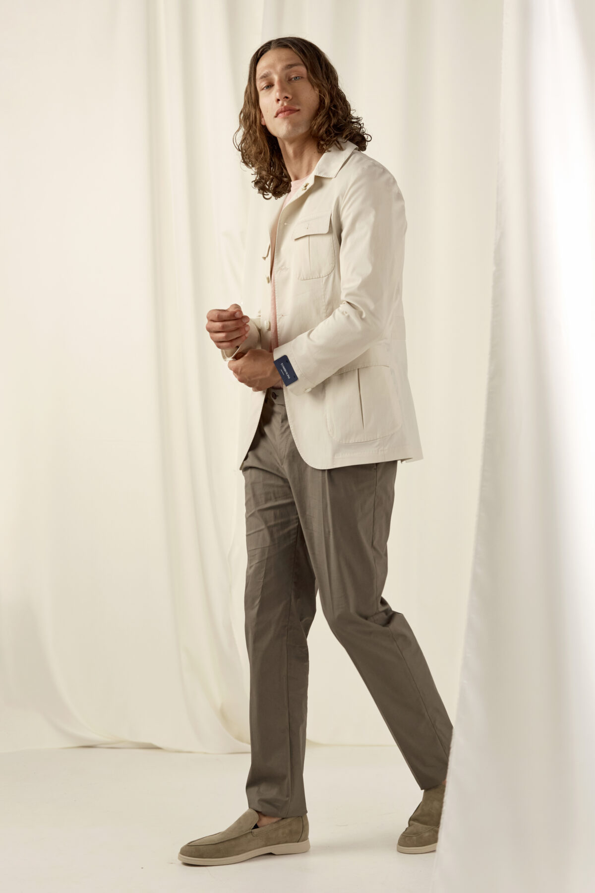 Alternative view of Σακάκι Σαφάρι TOMBOLINI  σε Εκρού και Slim Fit Εφαρμογή