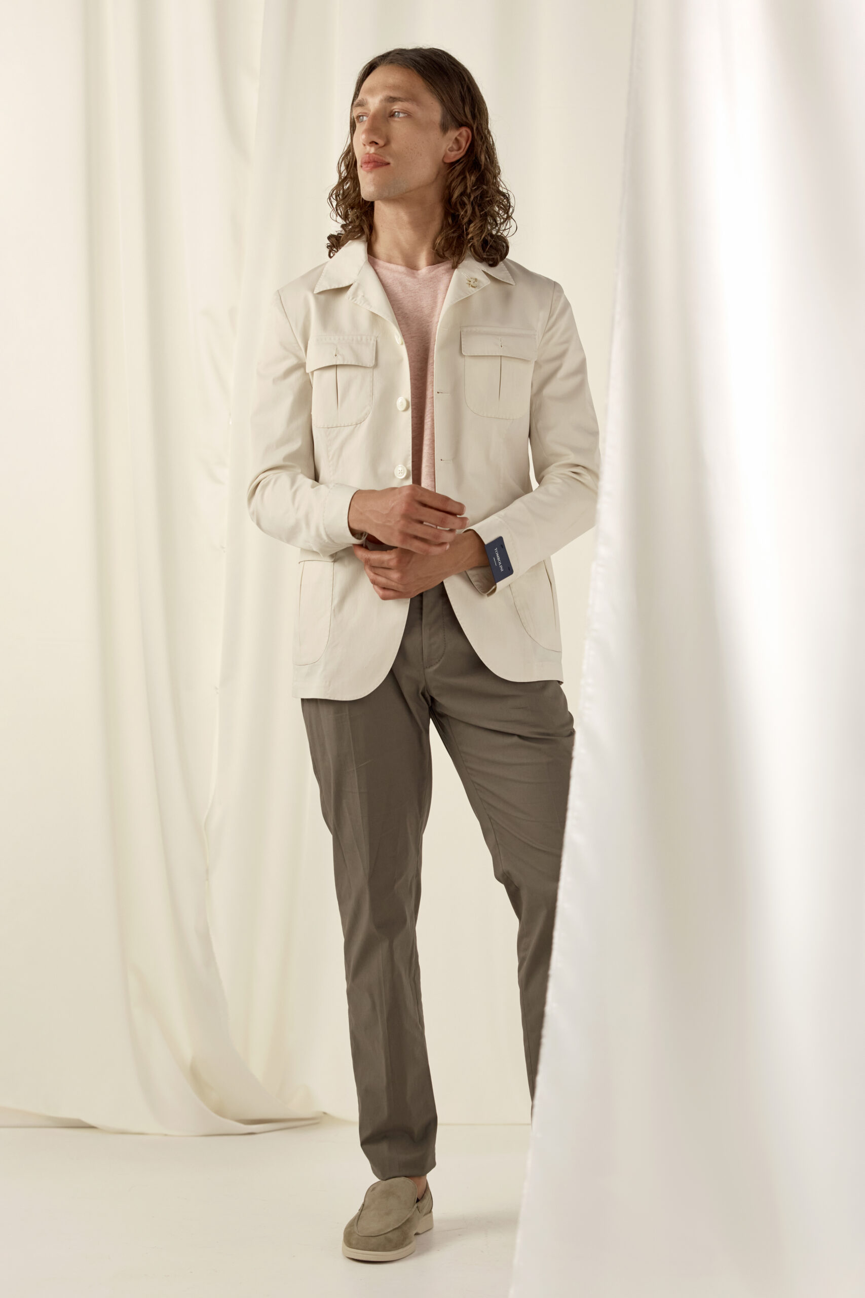 Σακάκι Σαφάρι TOMBOLINI σε Εκρού και Slim Fit Εφαρμογή - Image 3