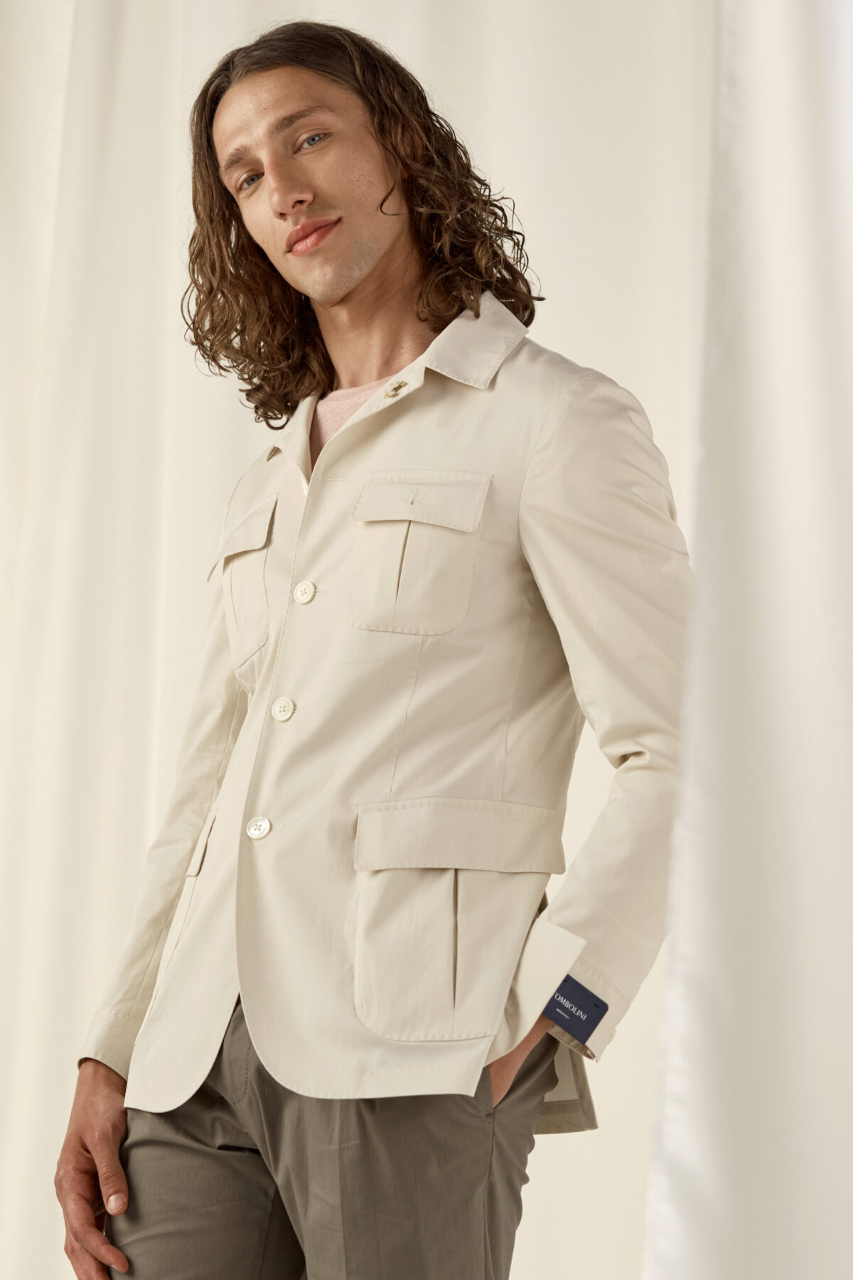 Σακάκι Σαφάρι TOMBOLINI  σε Εκρού και Slim Fit Εφαρμογή