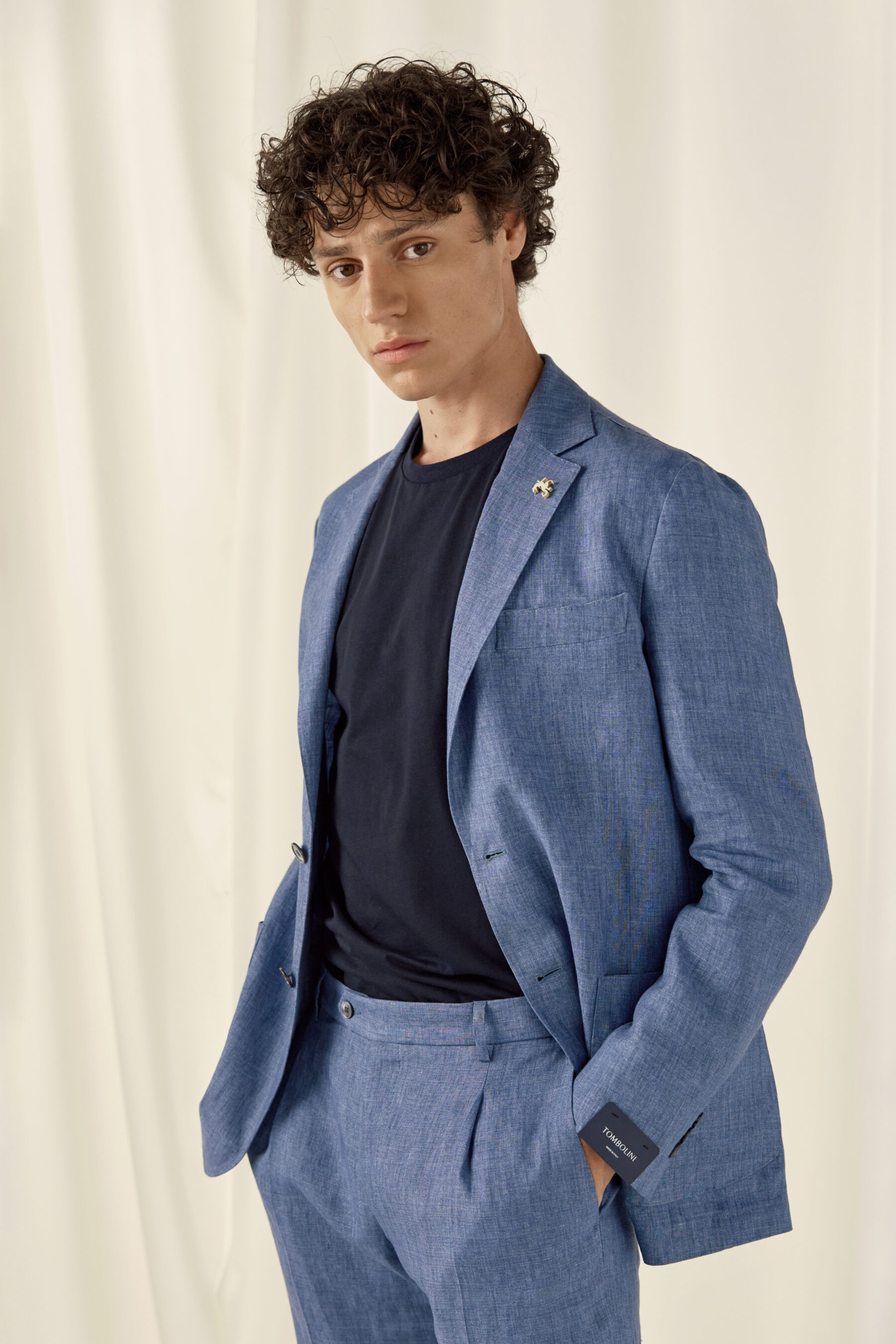 Σακάκι  TOMBOLINI  σε Μπλε Ραφ και Slim Fit Εφαρμογή