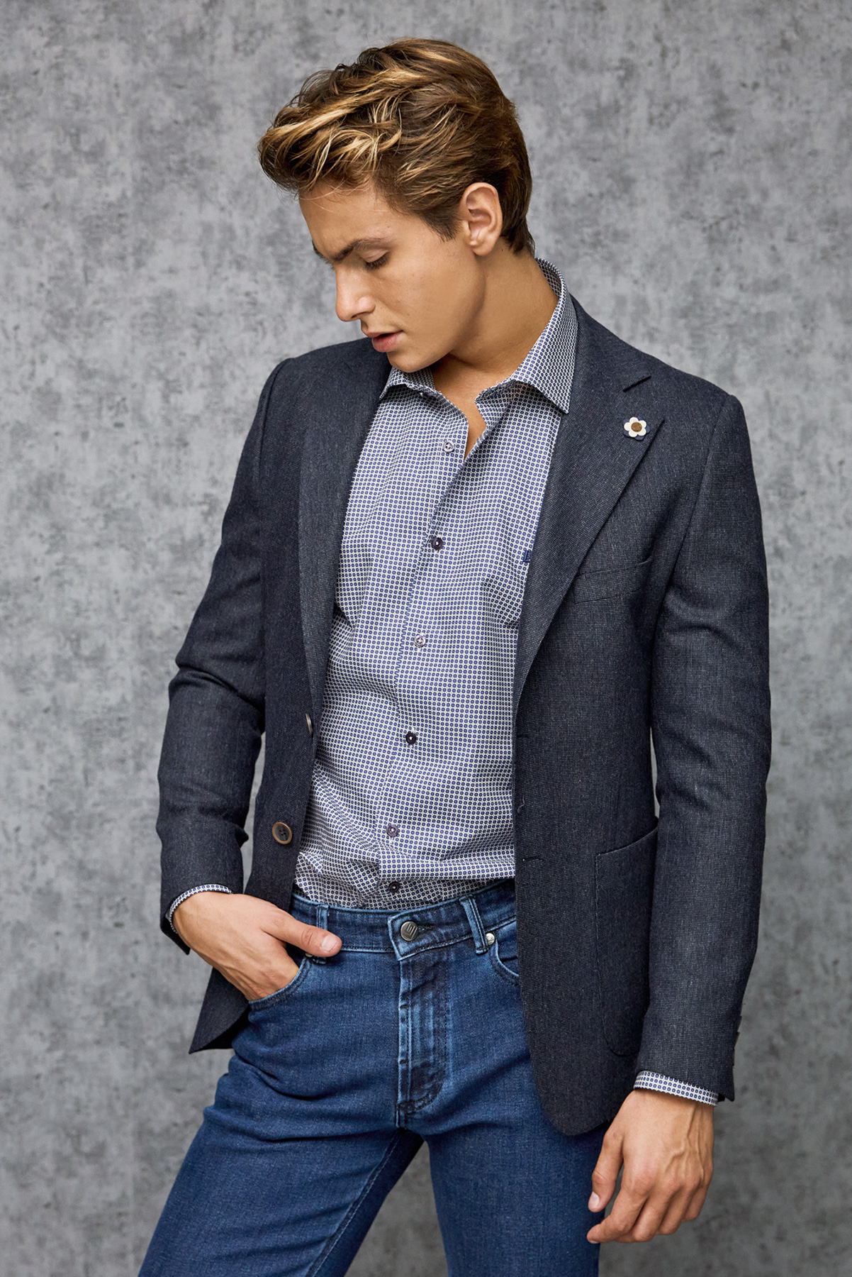 Guy Laroche Σακάκι 853 σε NAVY Μπλε Χρώμα Με Εξωτερικές Τσέπες - Image 5