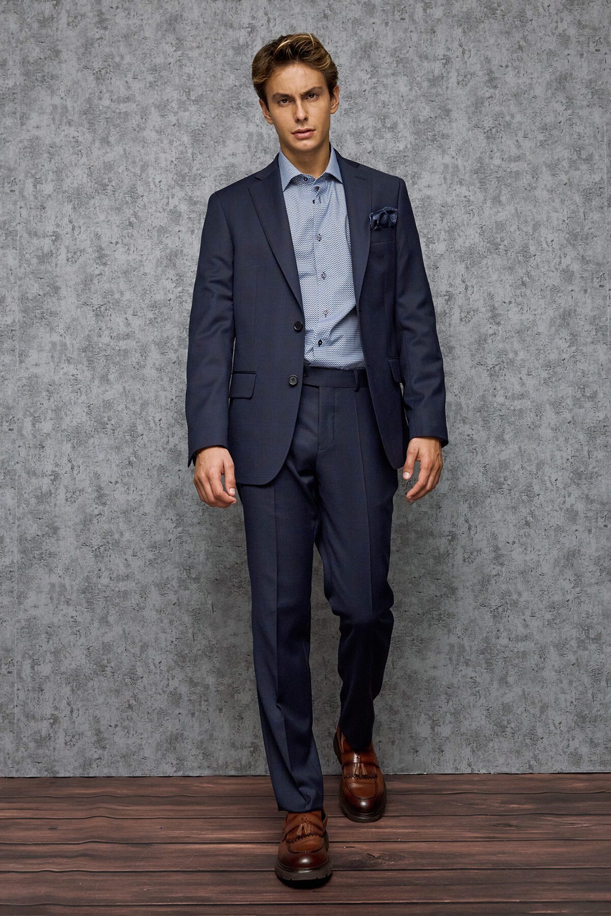 Alternative view of Ανδρικό Καρό Κοστούμι 32030 Regular Fit σε BLUE Χρώμα Guy Laroche