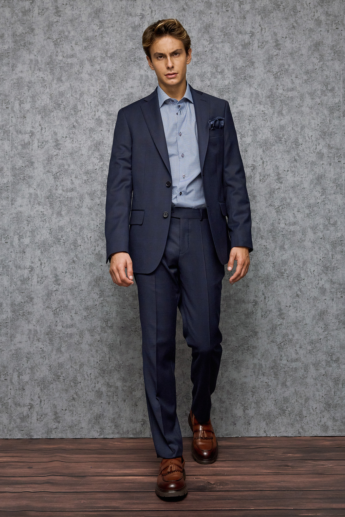 Ανδρικό Καρό Κοστούμι 32030 Regular Fit σε BLUE Χρώμα Guy Laroche - Image 2