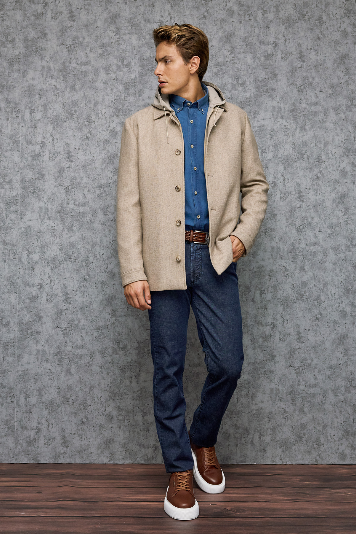 Guy Laroche Πανωφόρι Με Κουκούλα σε BEIGE Χρώμα