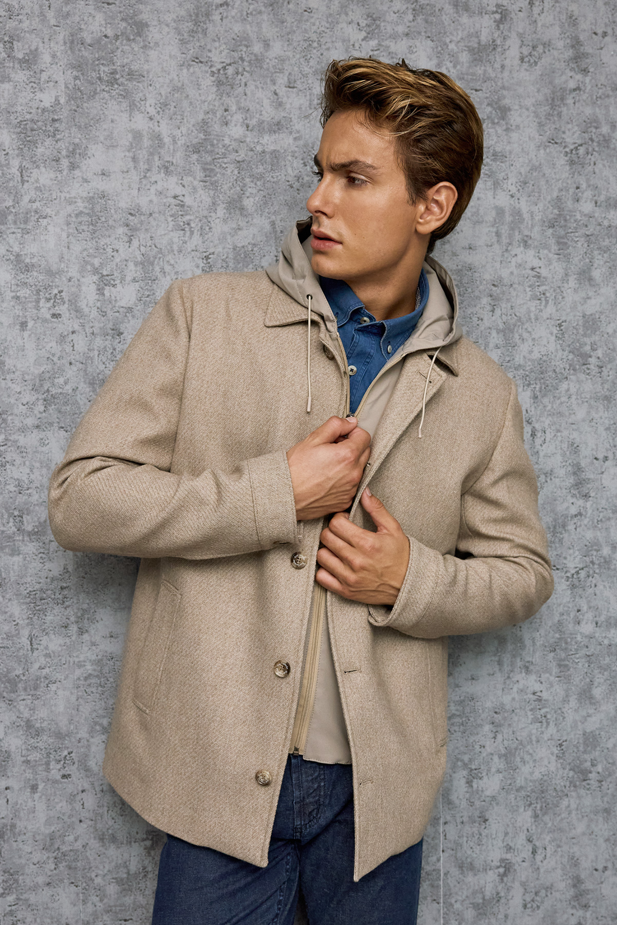 Guy Laroche Πανωφόρι Με Κουκούλα σε BEIGE Χρώμα - Image 4