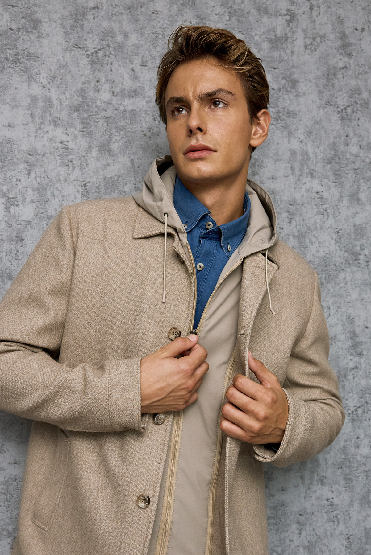 Guy Laroche Πανωφόρι Με Κουκούλα σε BEIGE Χρώμα - Image 5