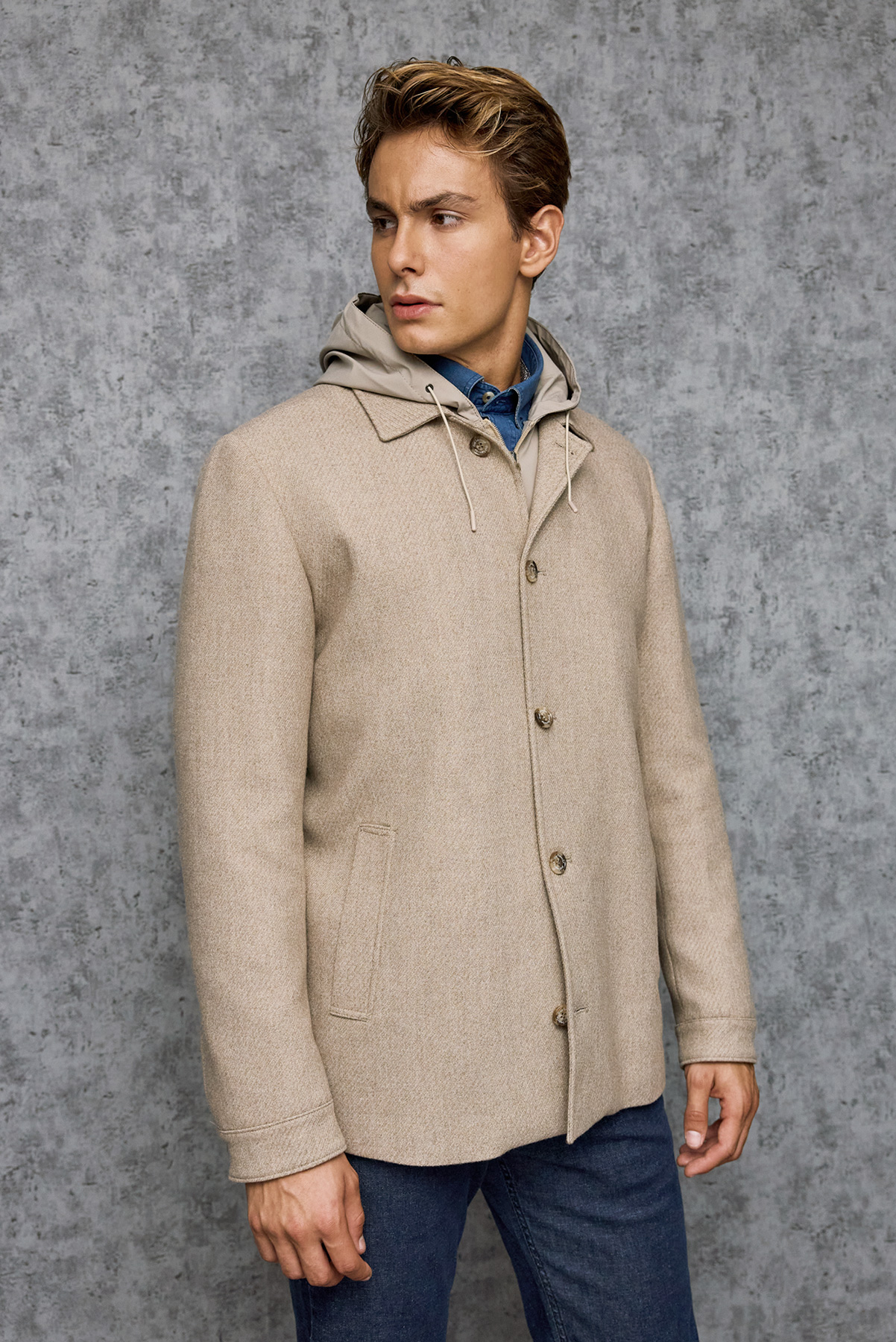 Guy Laroche Πανωφόρι Με Κουκούλα σε BEIGE Χρώμα - Image 6