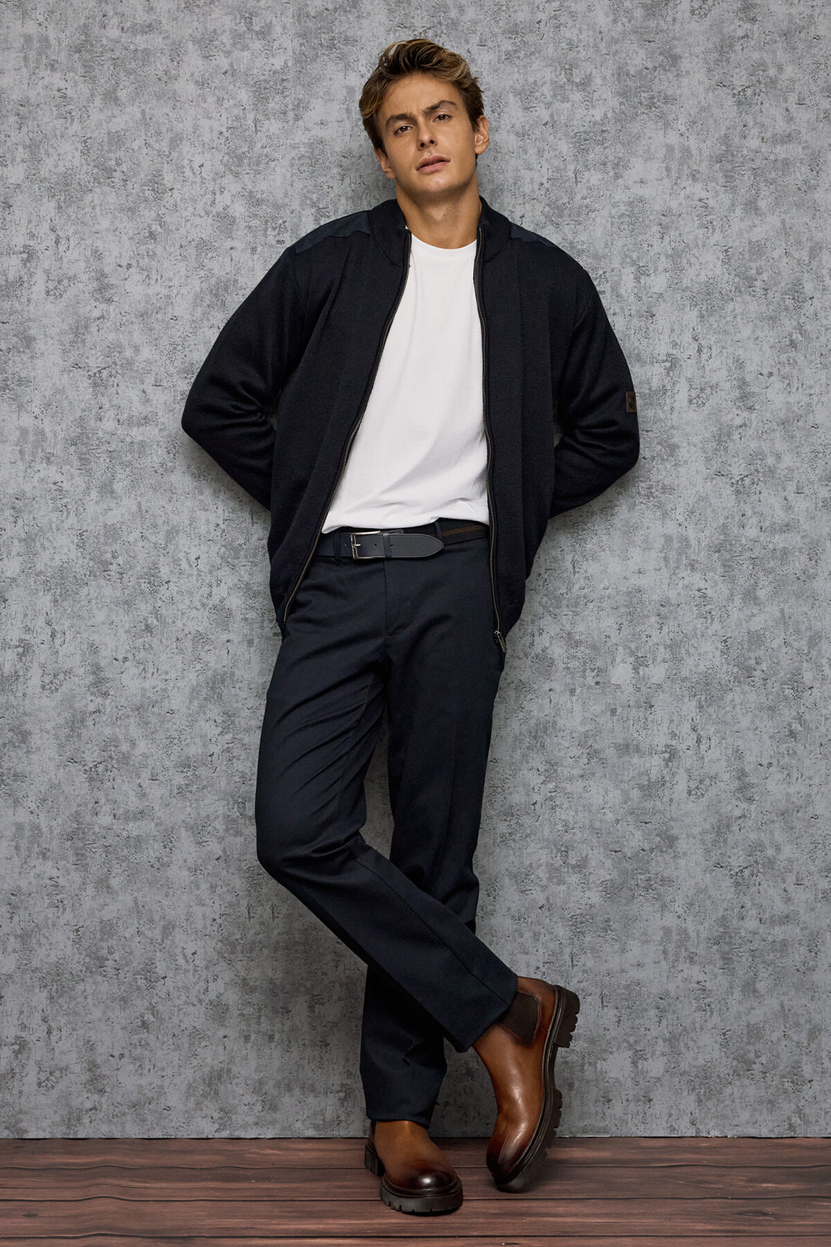 Alternative view of Guy Laroche Πλεκτή Ζακέτα με Φερμουάρ σε Regular Γραμμή σε BLUE Χρώμα