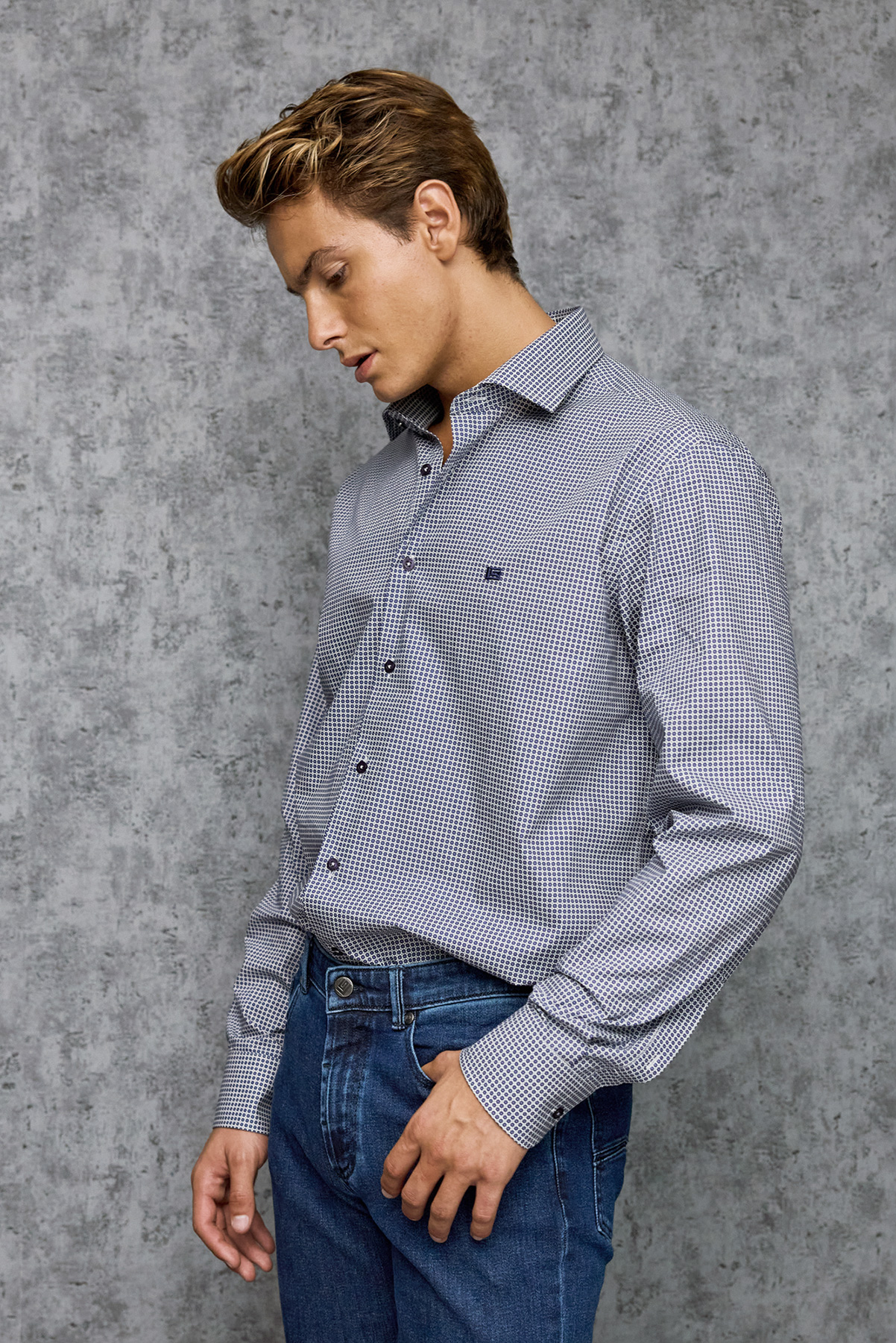 Guy Laroche Βαμβακερό Πουκάμισο σε Blue Χρώμα με Classic Εφαρμογή - Image 4