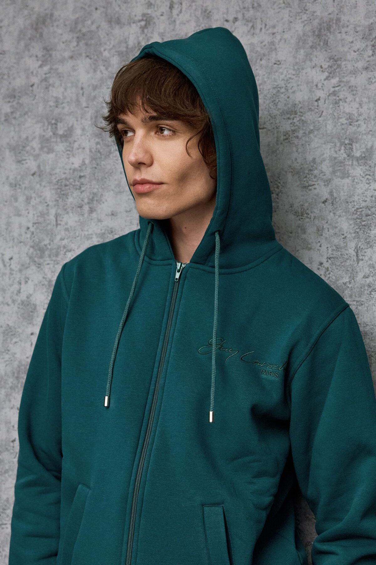 Alternative view of Guy Laroche Βαμβακερή Ζακέτα Hoody σε Regular Γραμμή και Green Χρώμα
