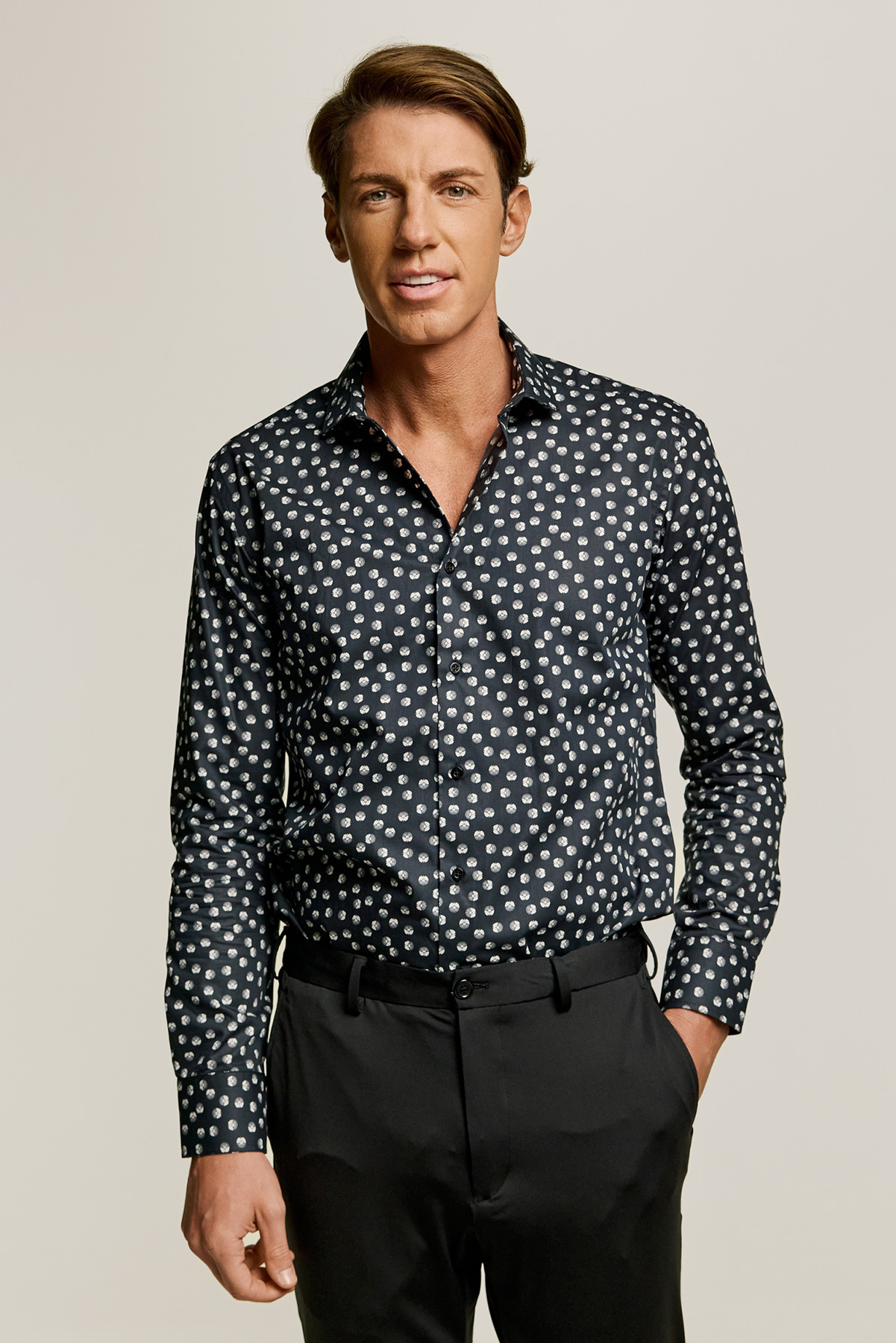 Alternative view of Guy Laroche Βαμβακερό Πουκάμισο σε Black Χρώμα με Slim Fit Εφαρμογή