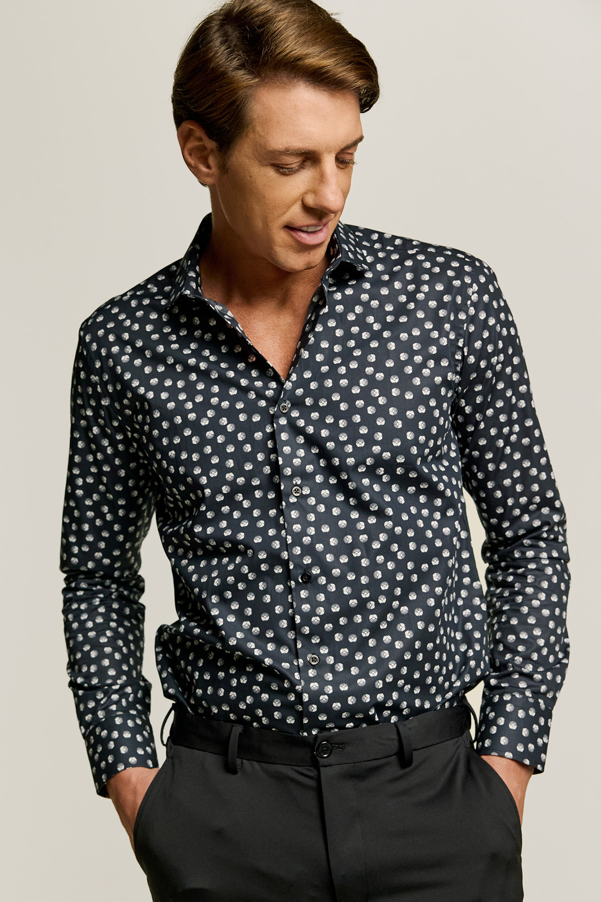 Guy Laroche Βαμβακερό Πουκάμισο σε Black Χρώμα με Slim Fit Εφαρμογή