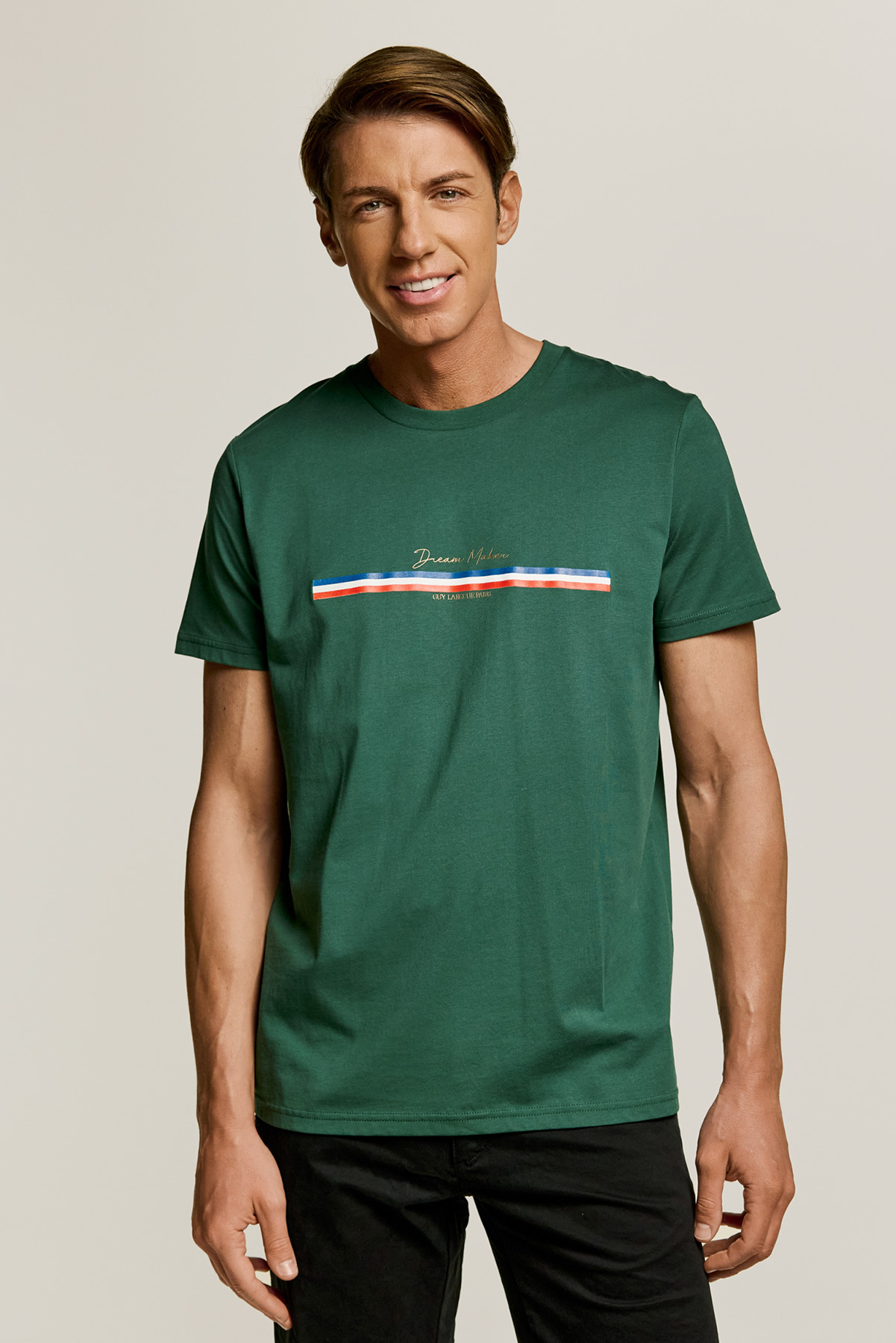 Guy Laroche Βαμβακερή Κοντομάνικη Μπλούζα T-Shirt σε GREEN Χρώμα - Image 3