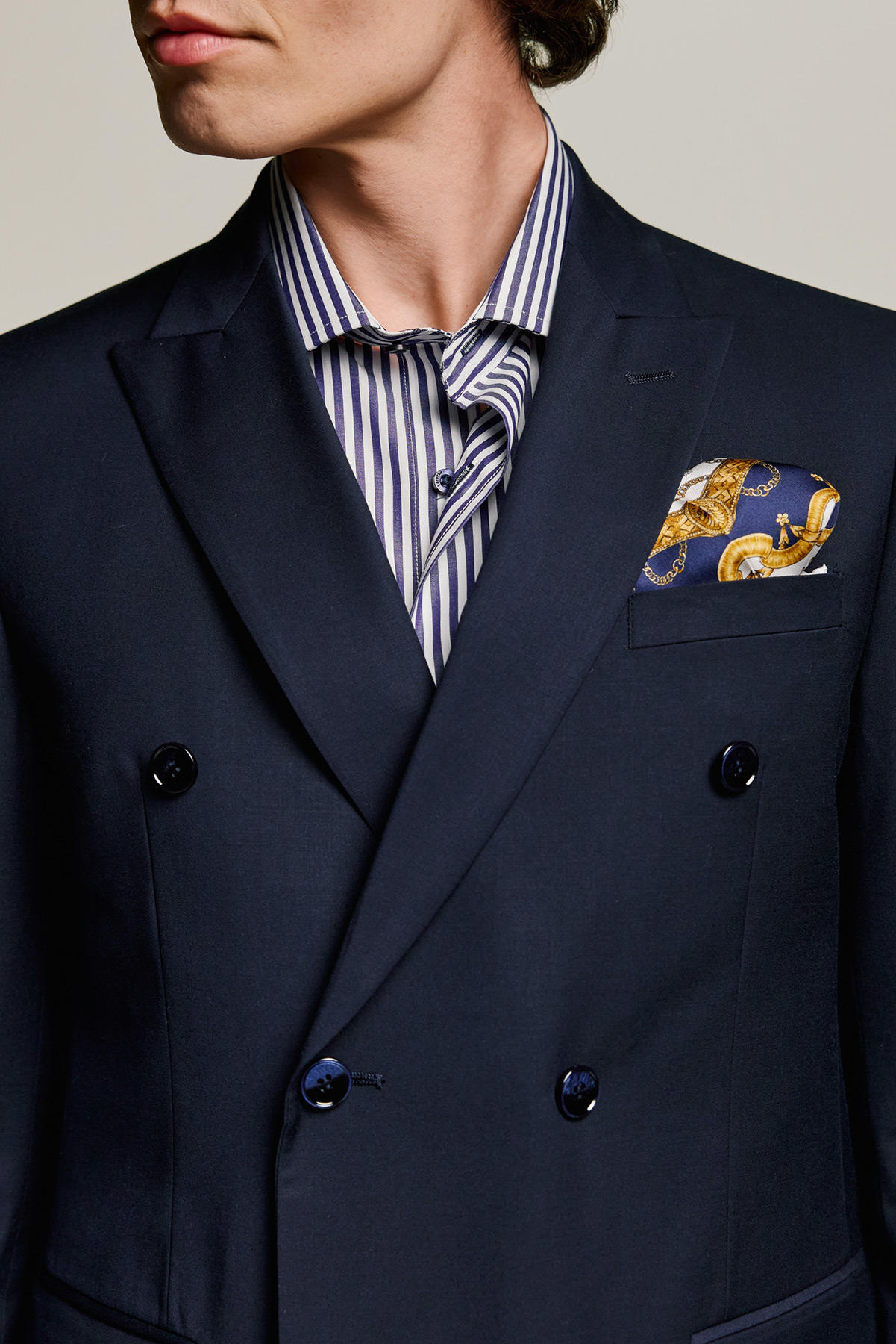 Bizzaro Κοστούμι με Μυτερό Πέτο σε Blue Χρώμα 856 και Slim Fit Εφαρμογή - Image 7