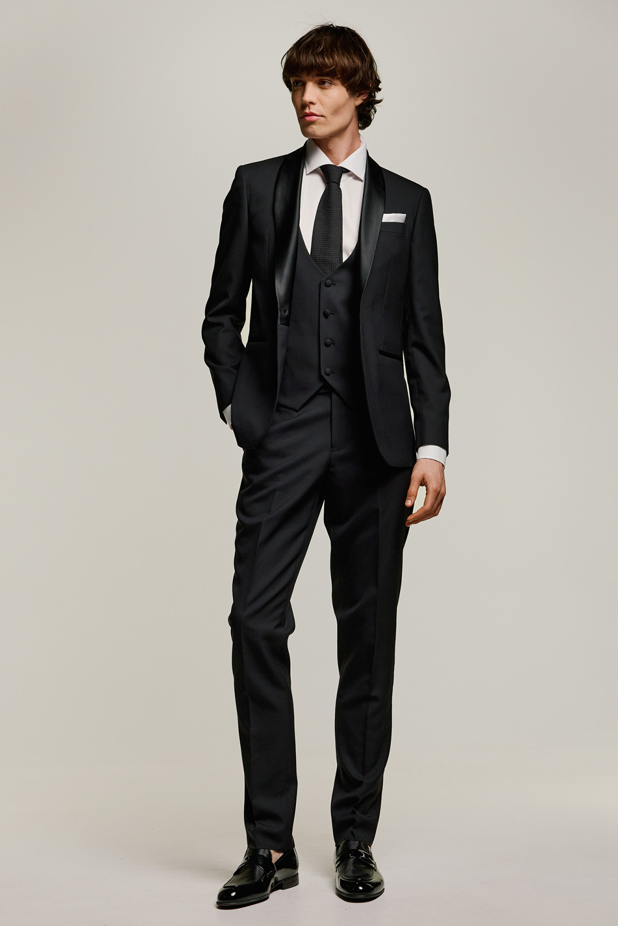 Bizzaro Κοστούμι Γάμου SMOKIN με Γιλέκο Slim fit  BLACK Χρώμα