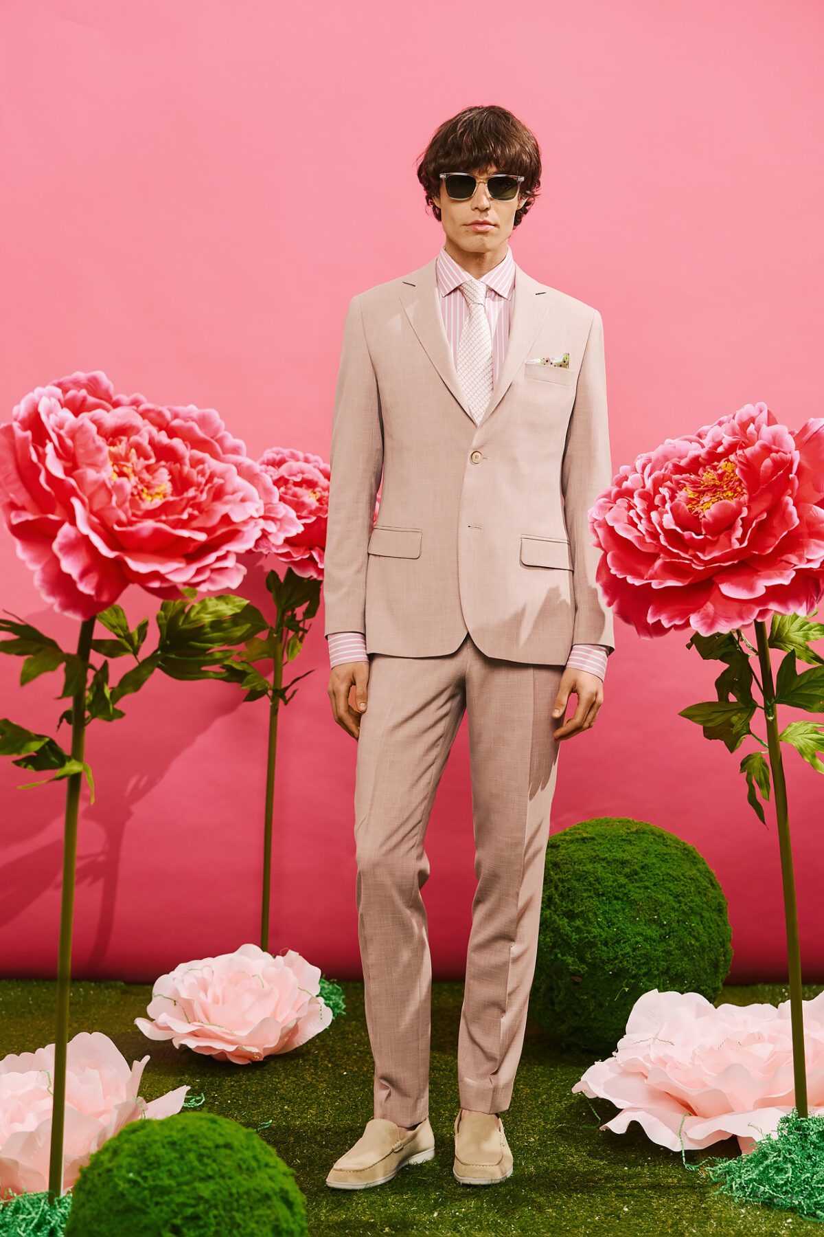 Alternative view of Bizzaro Ανδρικό Κοστούμι 855-081 Slim Fit σε Beige Χρώμα