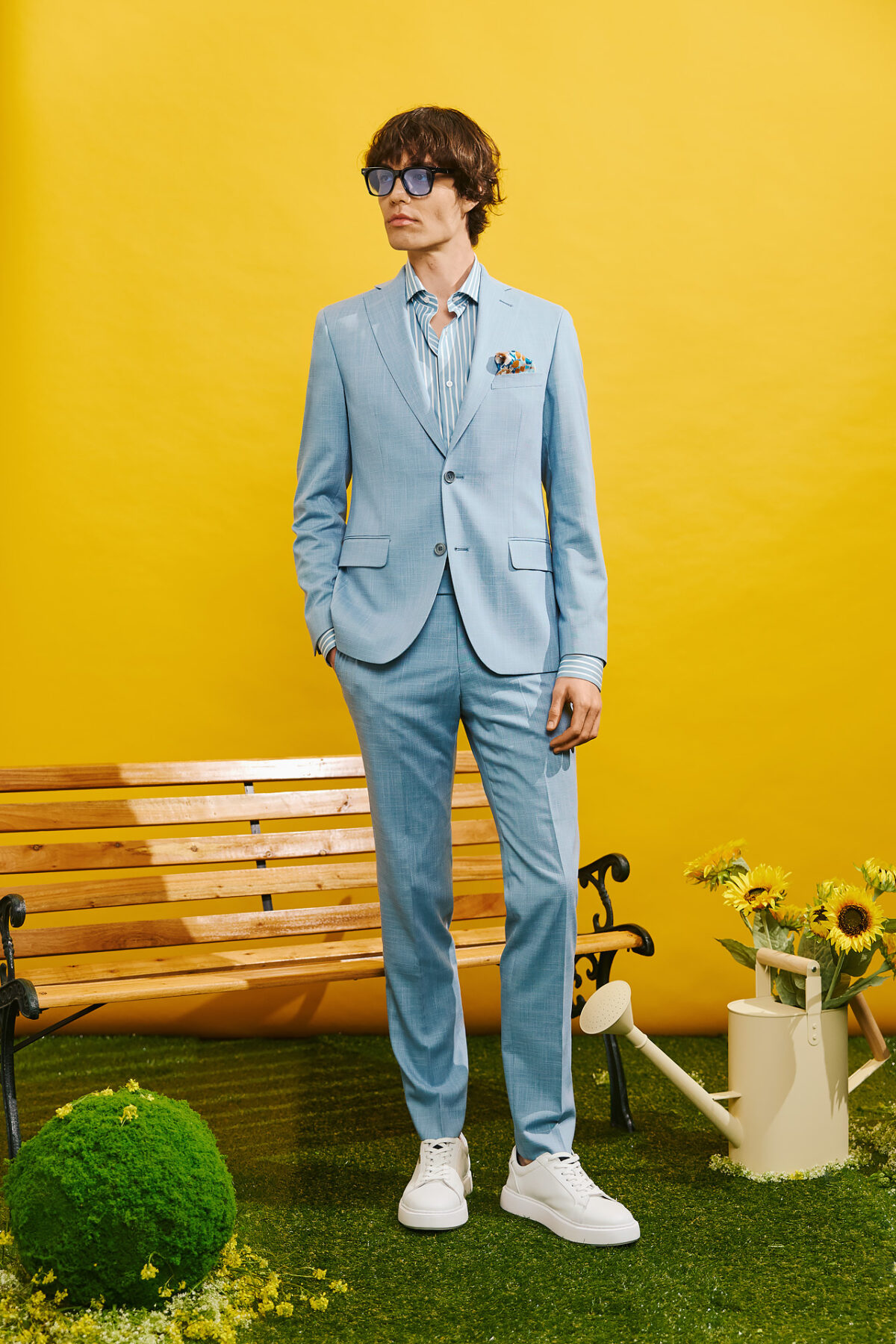 Bizzaro Κοστούμι 854-081 σε AQUA Blue Χρώμα και Slim Fit Εφαρμογή