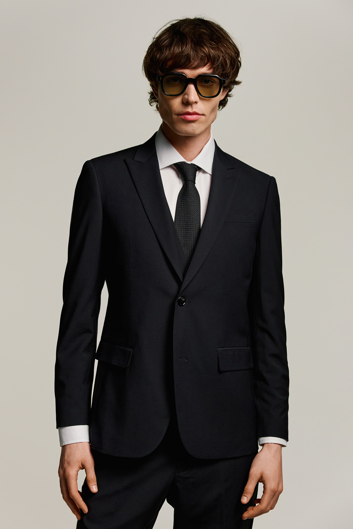 Alternative view of Bizzaro Κοστούμι με Μυτερό Πέτο και Γιλέκο σε BLACK Χρώμα 856NG και Slim Fit Εφαρμογή