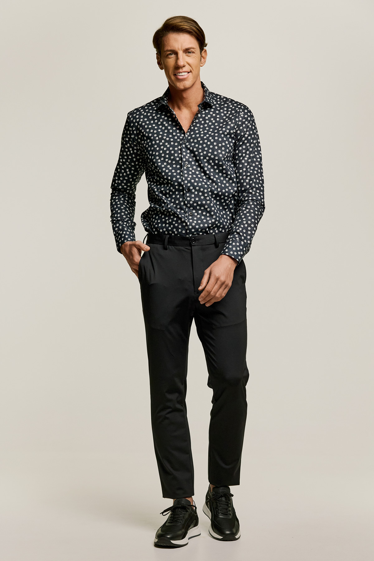 Ανδρικό Παντελόνι Με Λάστιχο σε BLACK Χρώμα, Slim Fit BIZZARO