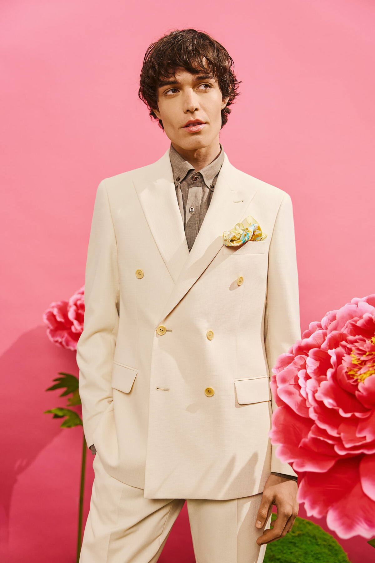 BIZZARO Σακάκι Σταυρωτό  σε ΕΚΡΟΥ και Slim Fit Εφαρμογή