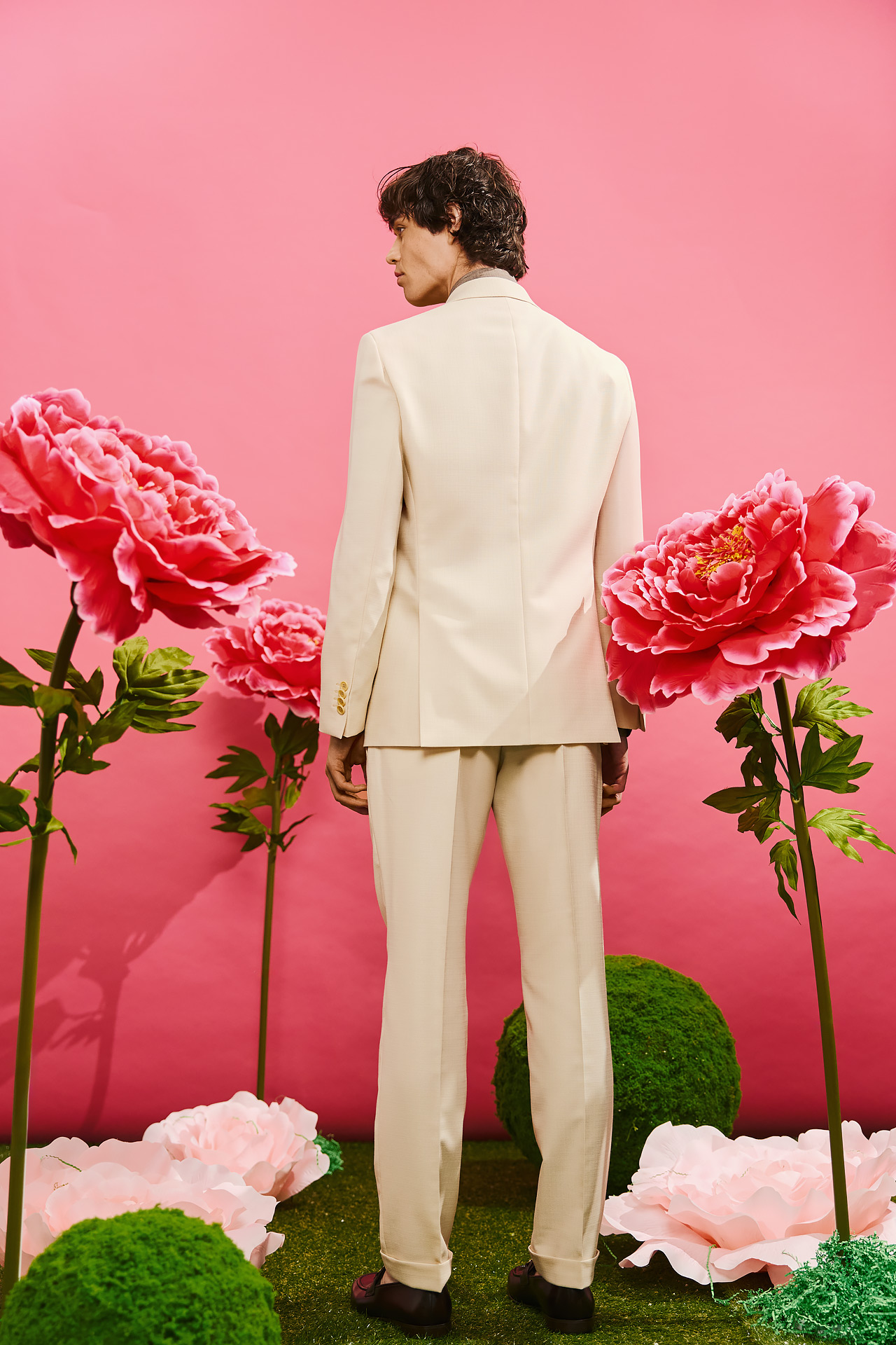 BIZZARO Σακάκι Σταυρωτό σε ΕΚΡΟΥ και Slim Fit Εφαρμογή - Image 4