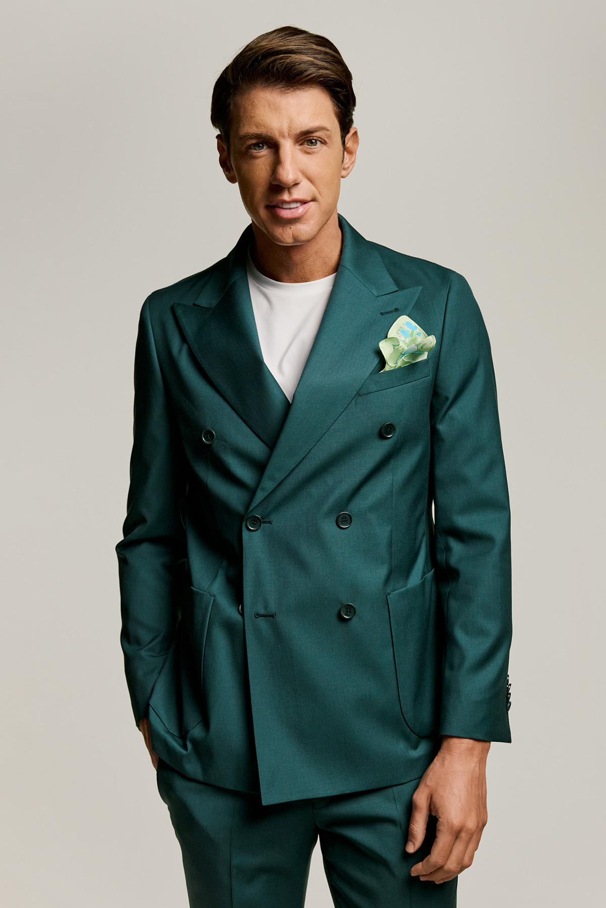 Guy Laroche Κοστούμι Σταυρωτό 10757-081 σε Smaragdi Χρώμα και Slim Fit Εφαρμογή - Image 4