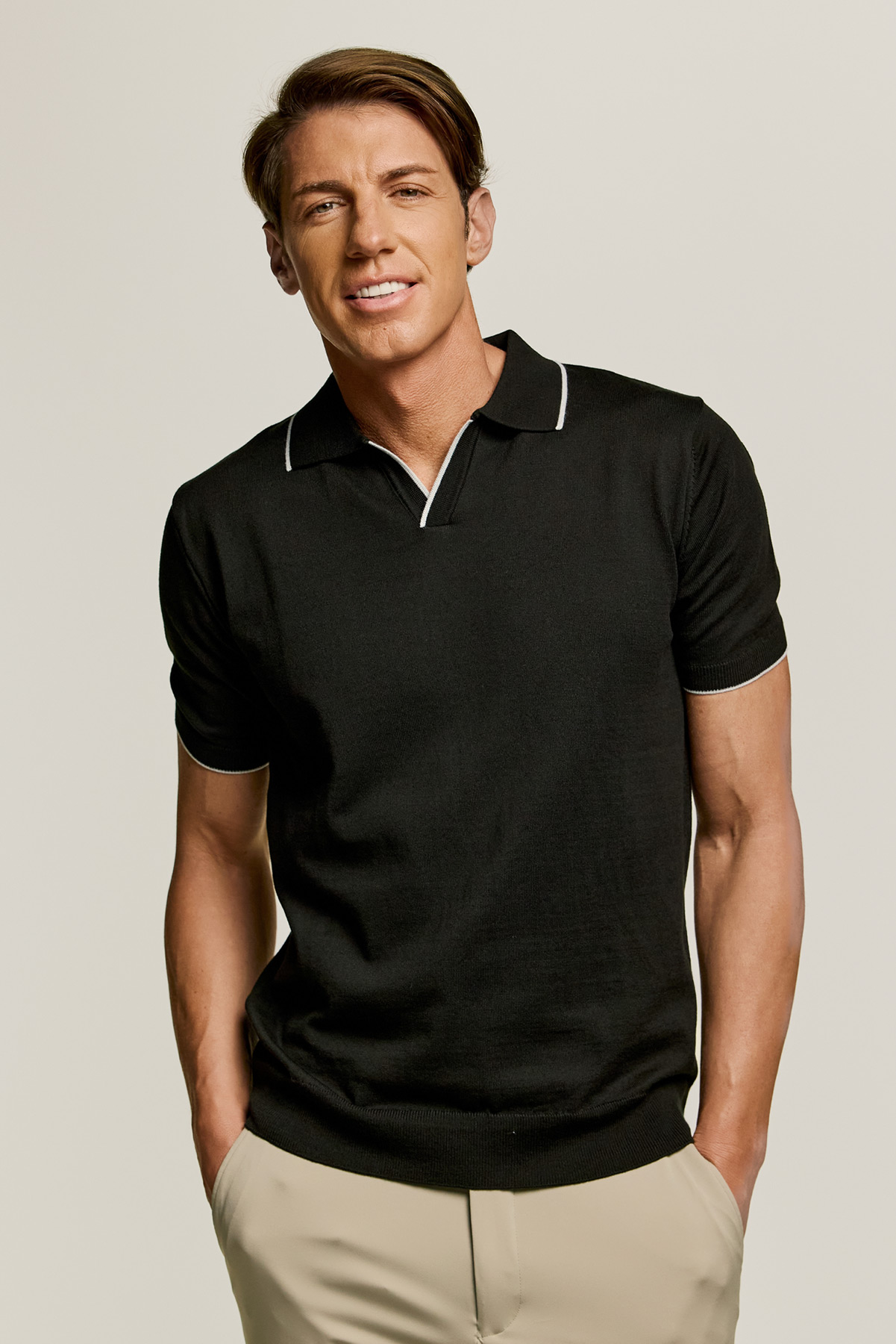 Guy Laroche Βαμβακερή Κοντομάνικη Μπλούζα Πόλο σε BLACK Χρώμα