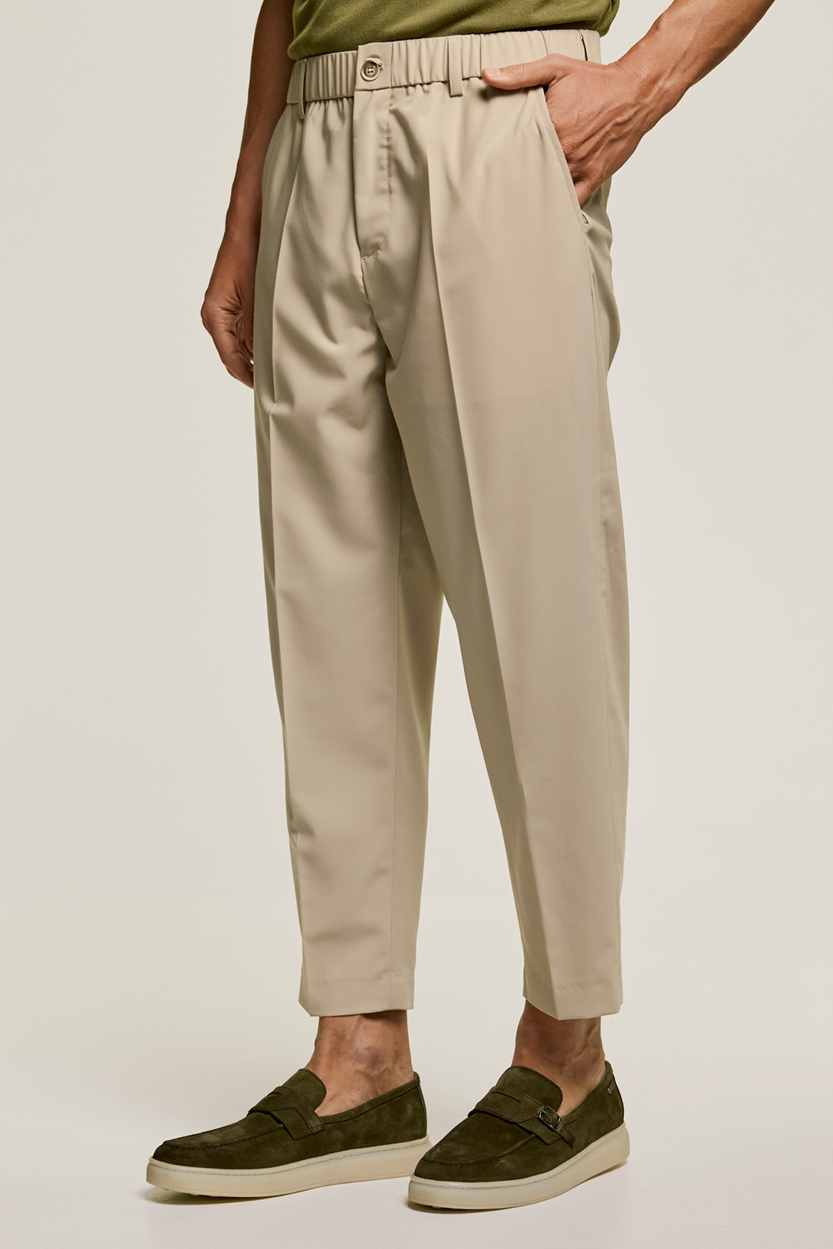 Gianni Lupo Cropped Παντελόνι σε BEIGE Χρώμα