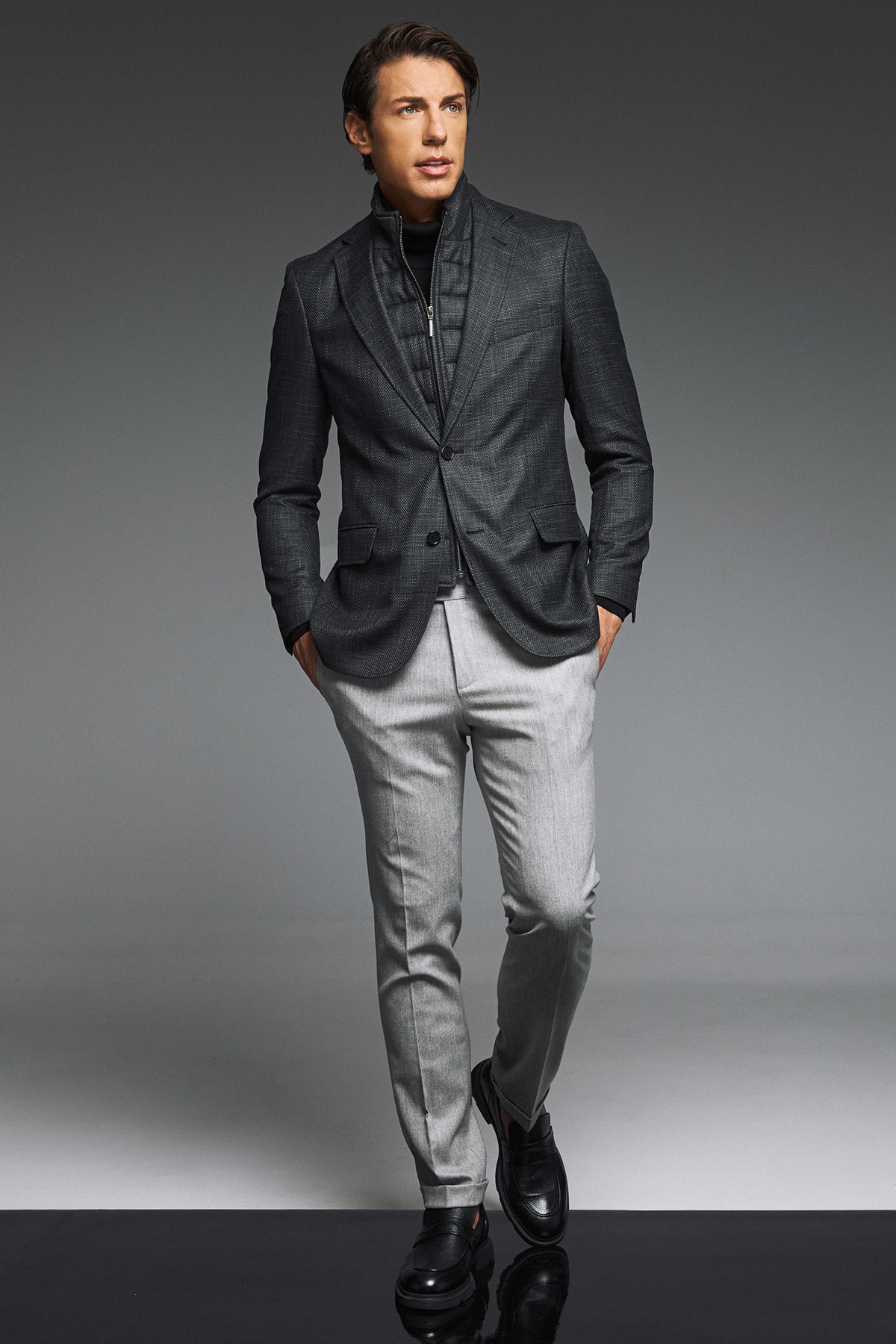 Guy Laroche Σακάκι Γιλεκούχο σε Ανθρακί Χρώμα και Slim Fit - Image 3