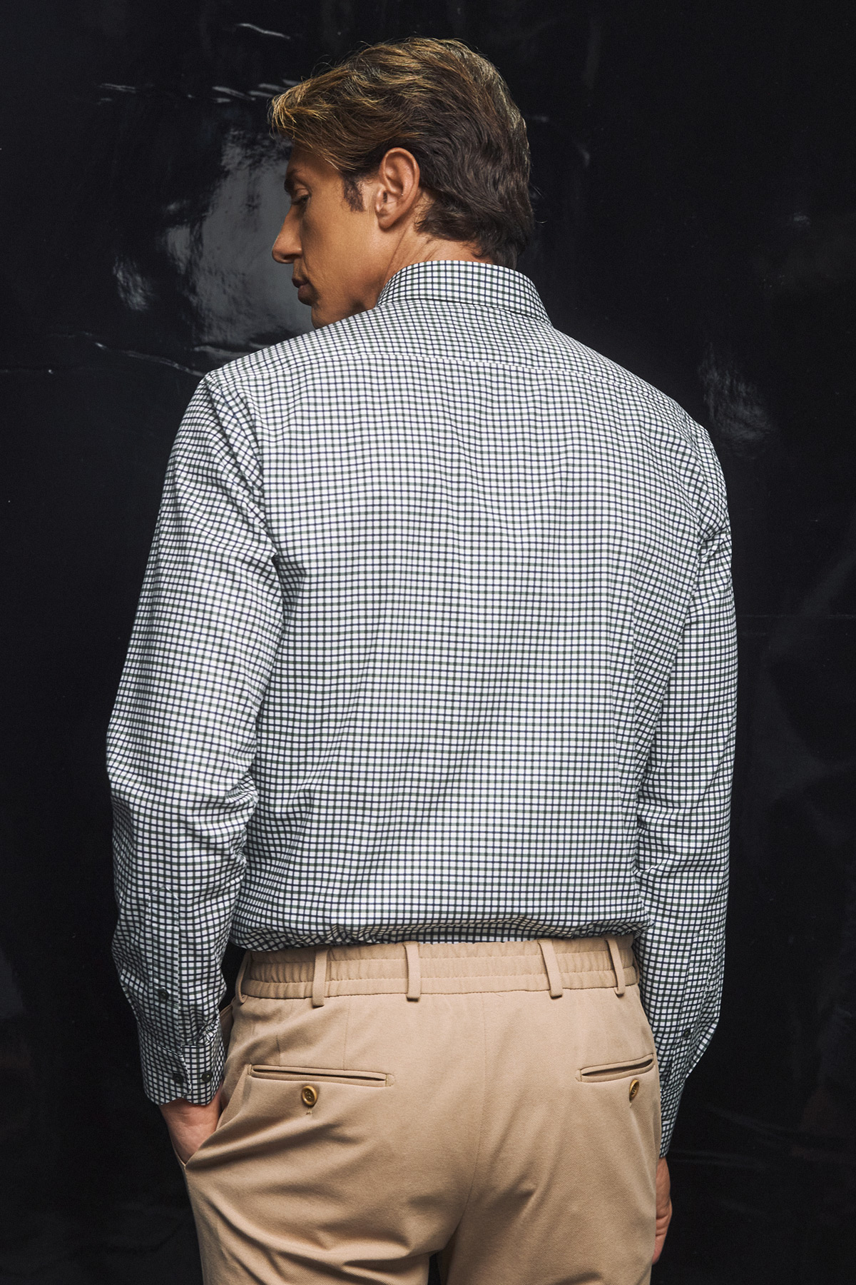 Guy Laroche Πουκάμισο με Κουμπί στο Γιακά, Βαμβακερό Καρό Λευκο,Πρασινο Χρώμα - Image 3