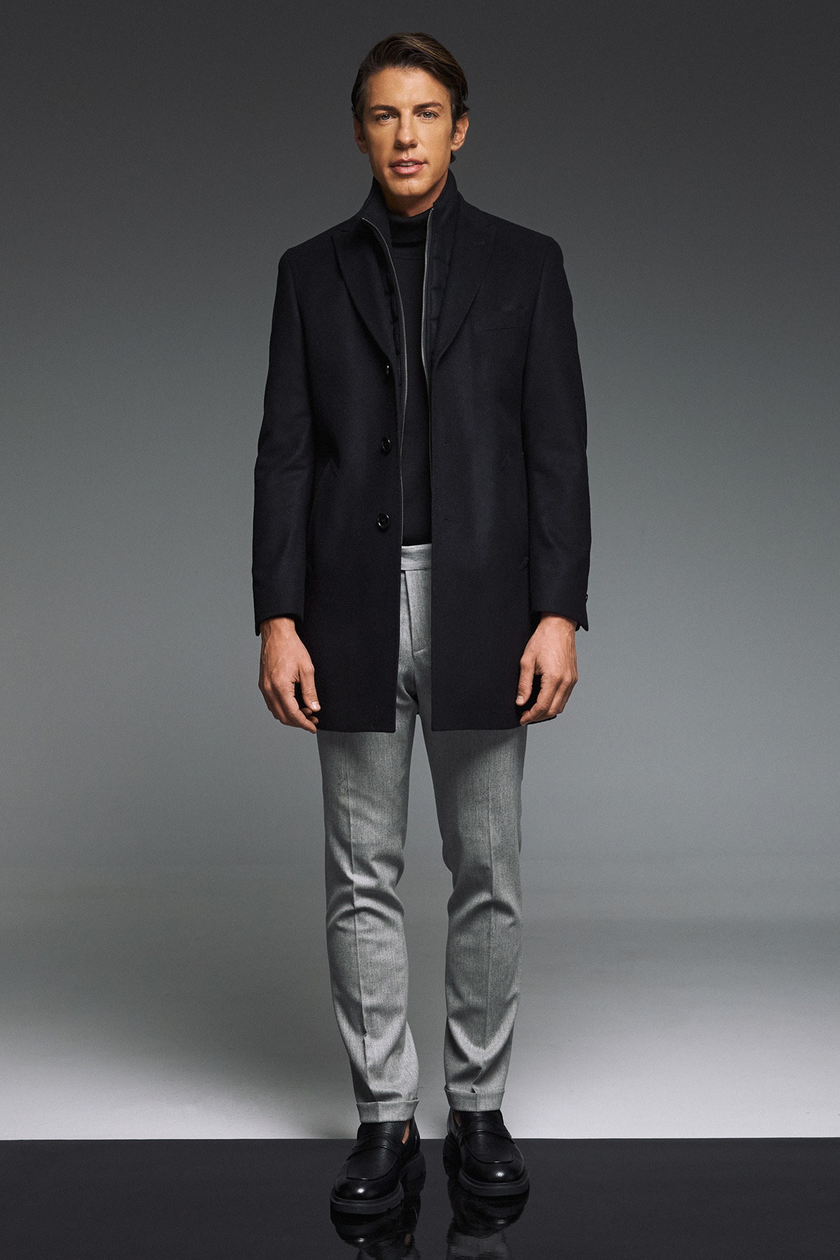 Alternative view of BIZZARO Παλτό Παρκά Γιλεκούχο σε Μαύρο Χρώμα