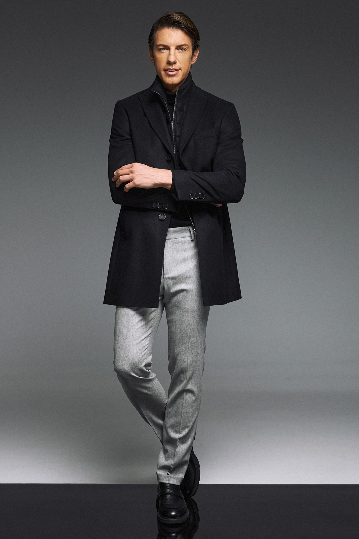 BIZZARO Παλτό Παρκά Γιλεκούχο σε Μαύρο Χρώμα