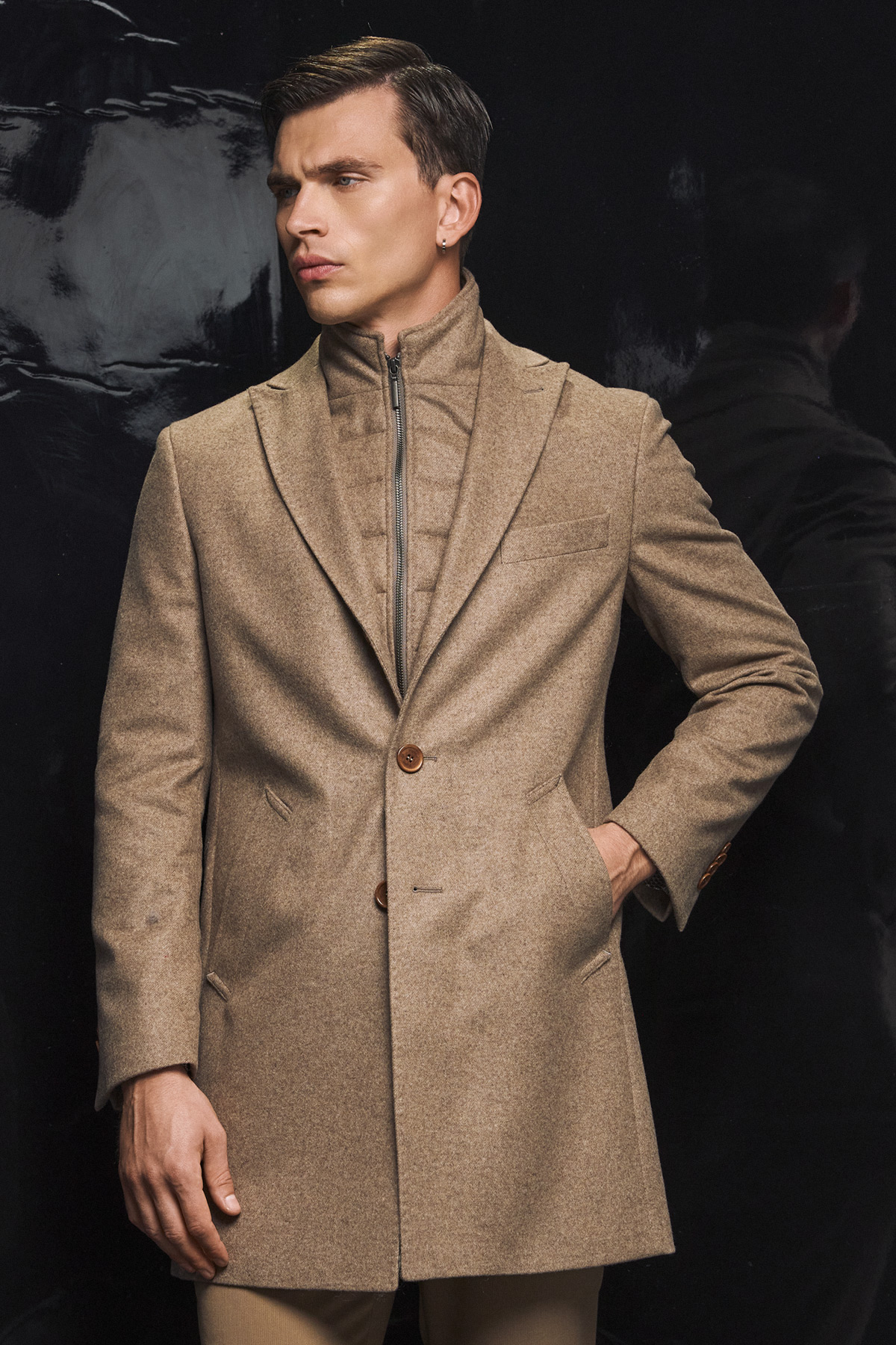 BIZZARO Παλτό Παρκά Γιλεκούχο σε  Χρώμα Πούρο