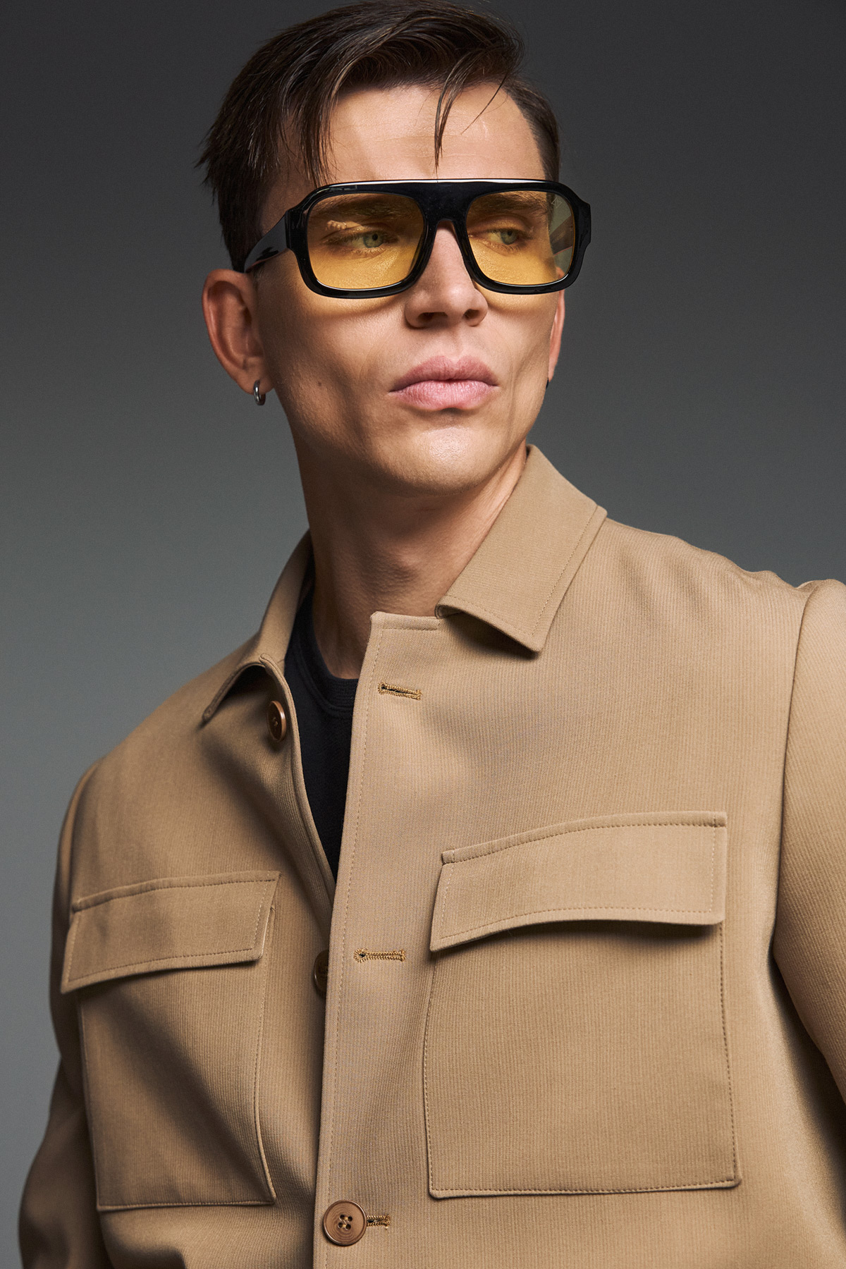 BIZZARO Κοστούμι με Παντελόνι με Λάστιχο σε BEIGE/CAMEL Χρώμα , Slim Fit - Image 11