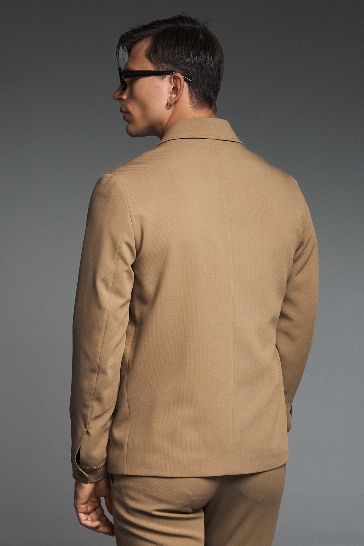 BIZZARO Κοστούμι με Παντελόνι με Λάστιχο σε BEIGE/CAMEL Χρώμα , Slim Fit - Image 13