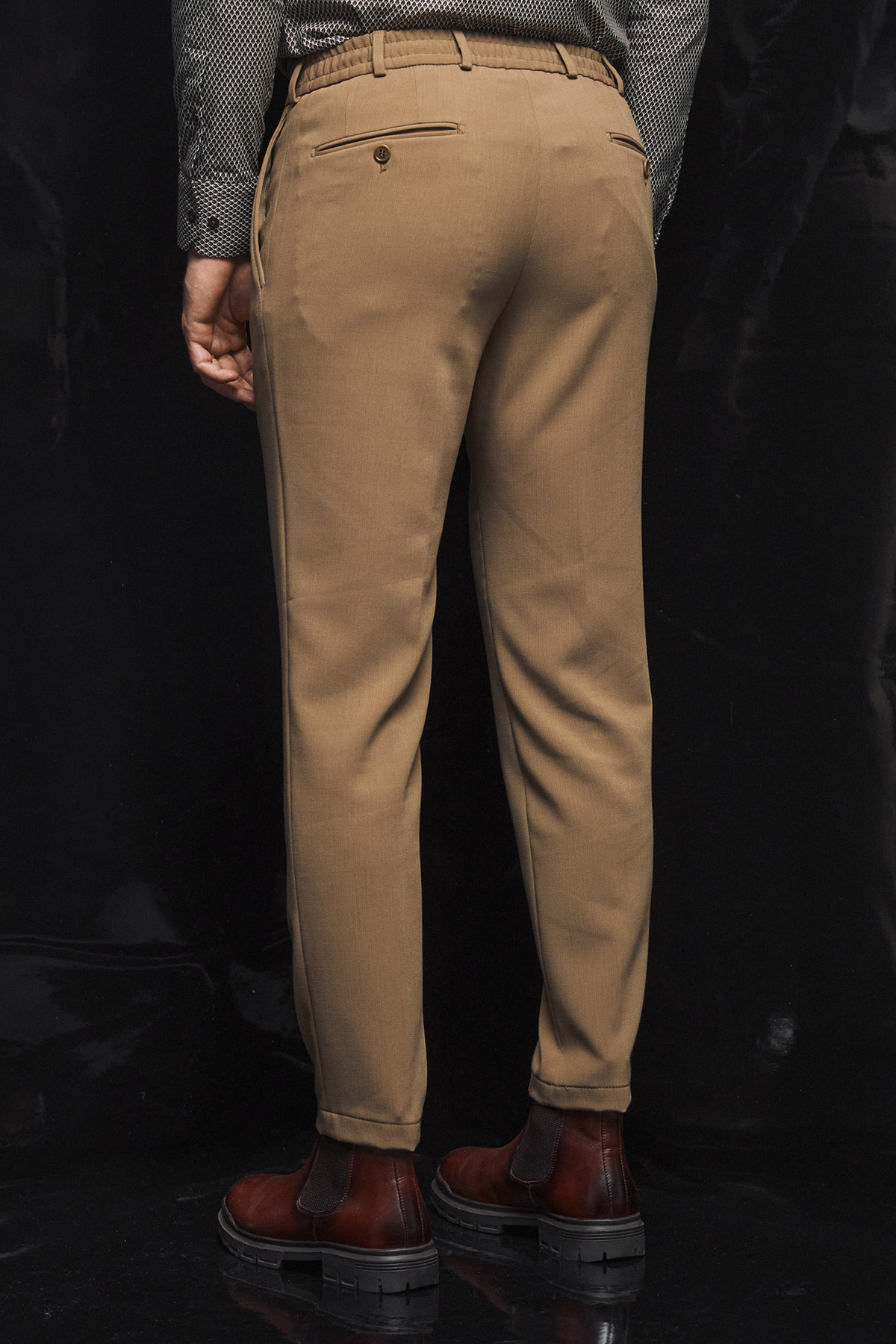 Alternative view of BIZZARO Παντελόνι Μια Πιέτα και Λάστιχο σε  Μπεζ Χρώμα