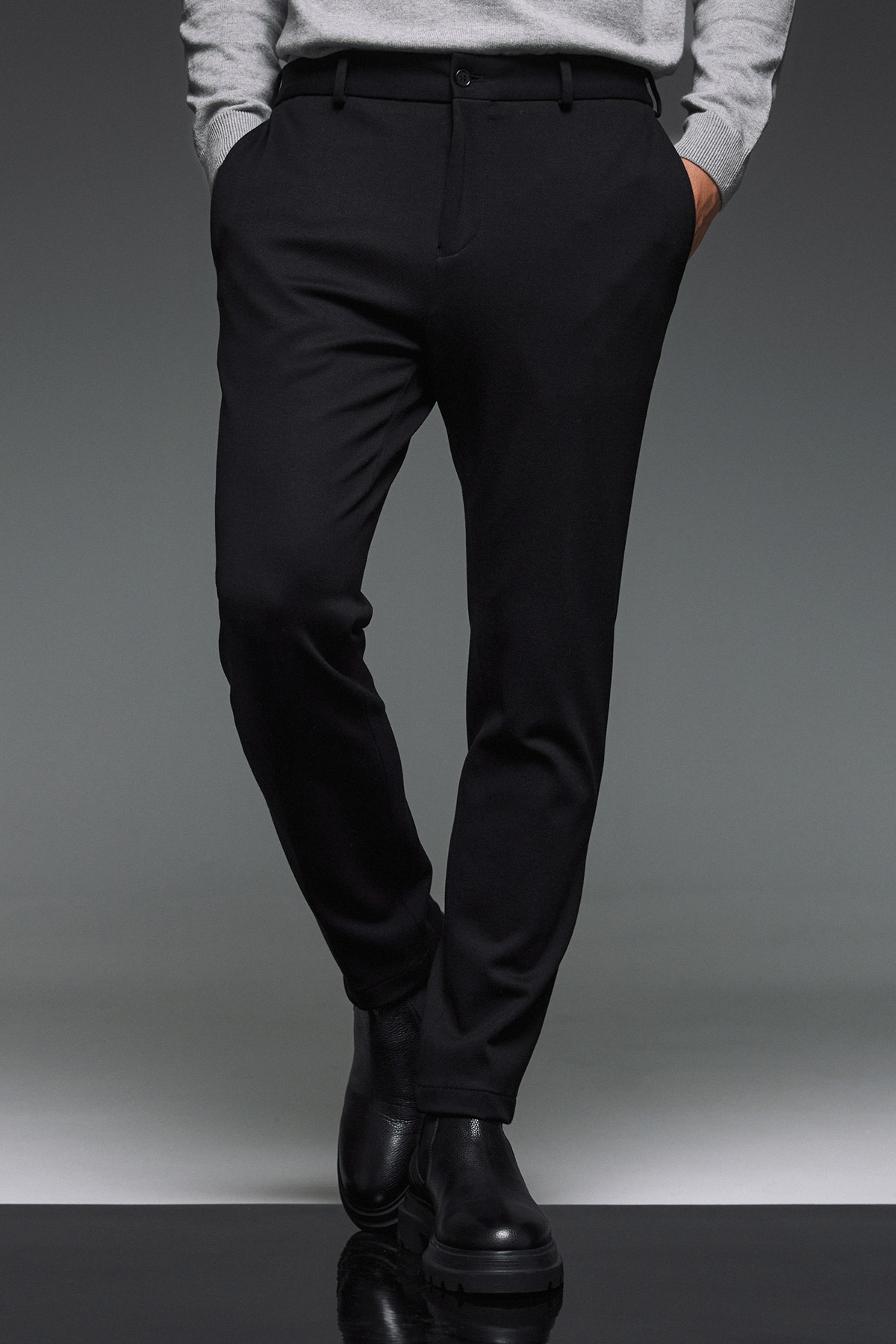 BIZZARO  Παντελόνι με Λάστιχο στη Μέση σε Μαύρο Χρώμα